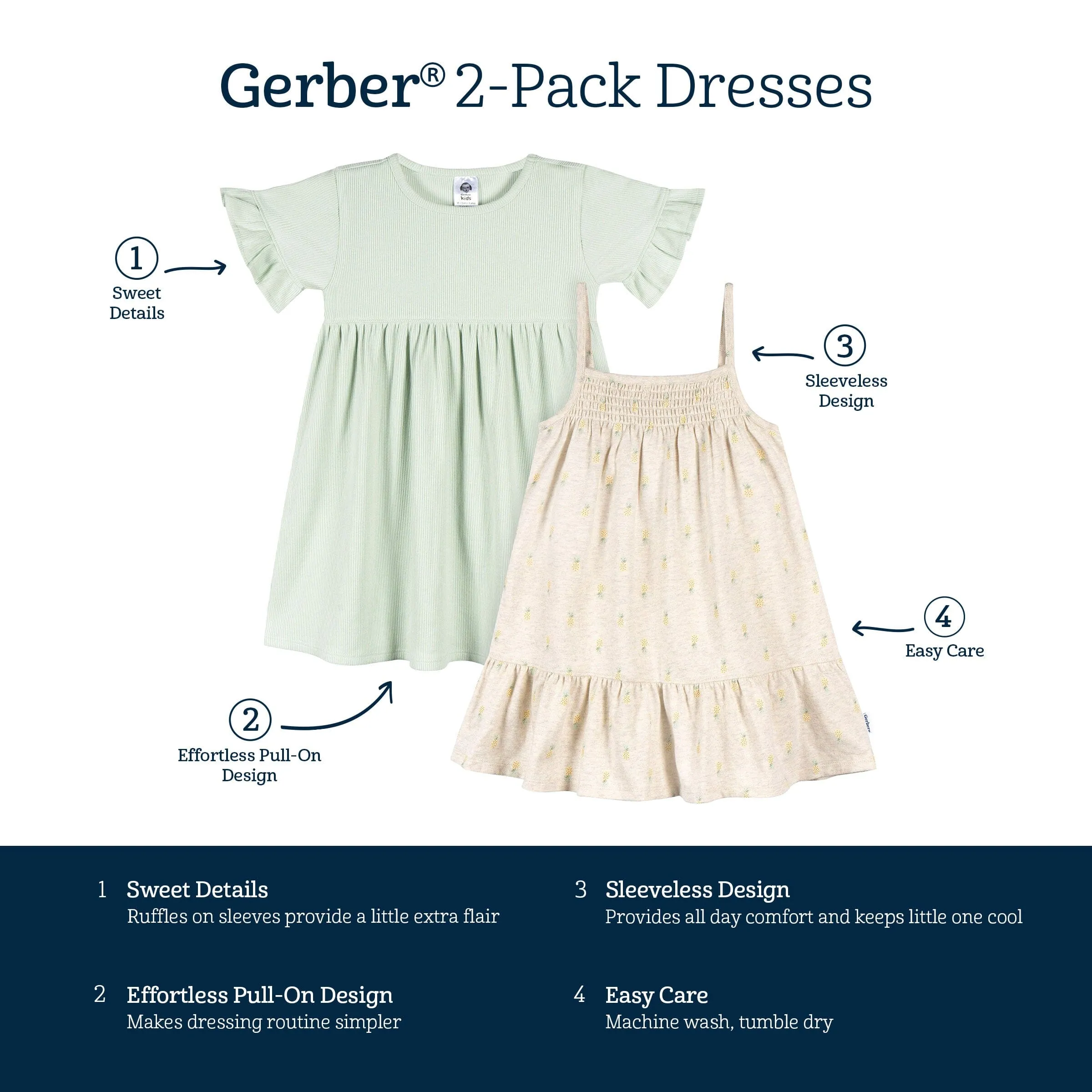 2-Pack Toddler Girls Pineapple Dresses Gerber Childrenswea