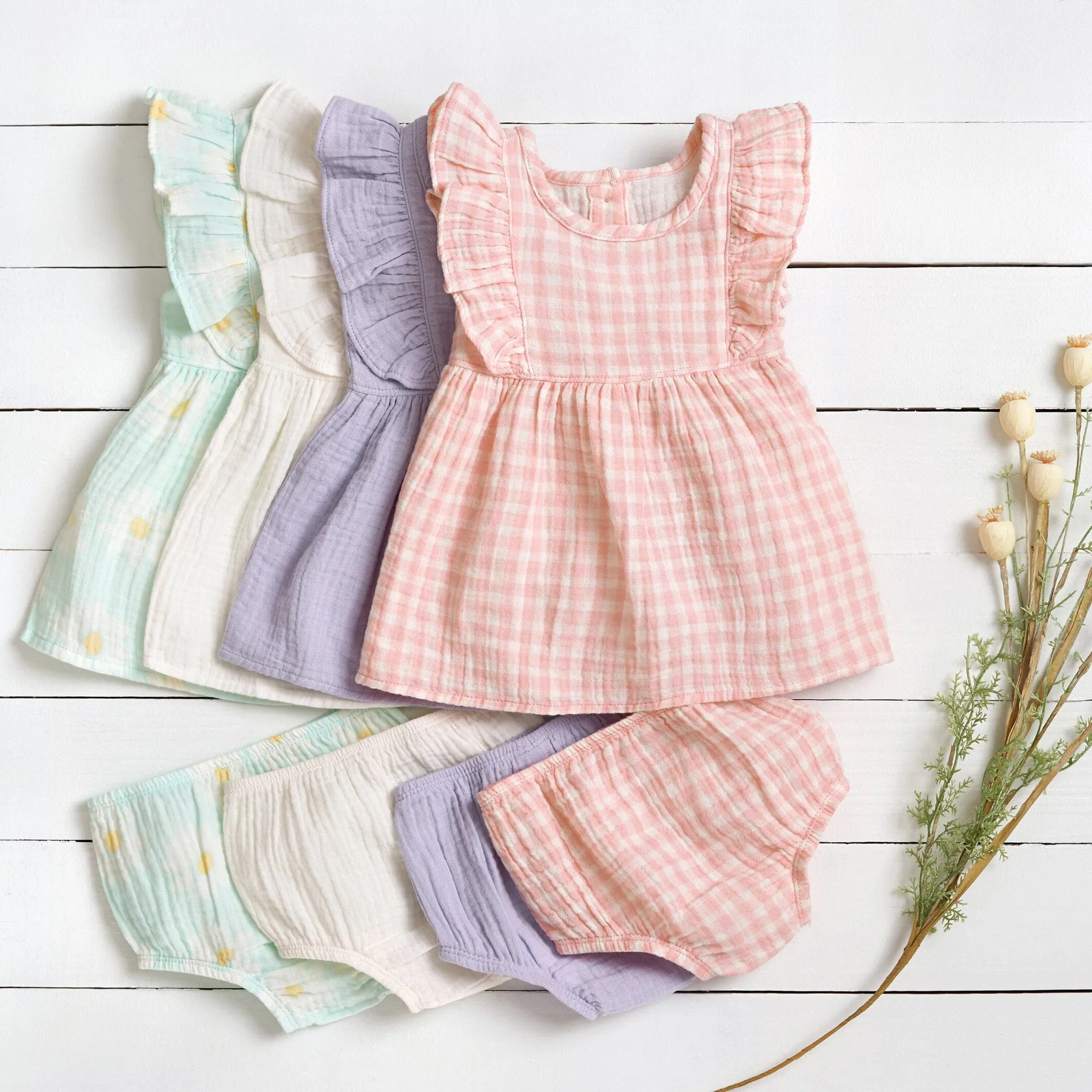 2-Piece Toddler Girls Daisies Gauze Dress & Diaper Cover Set Gerber Childrenswea