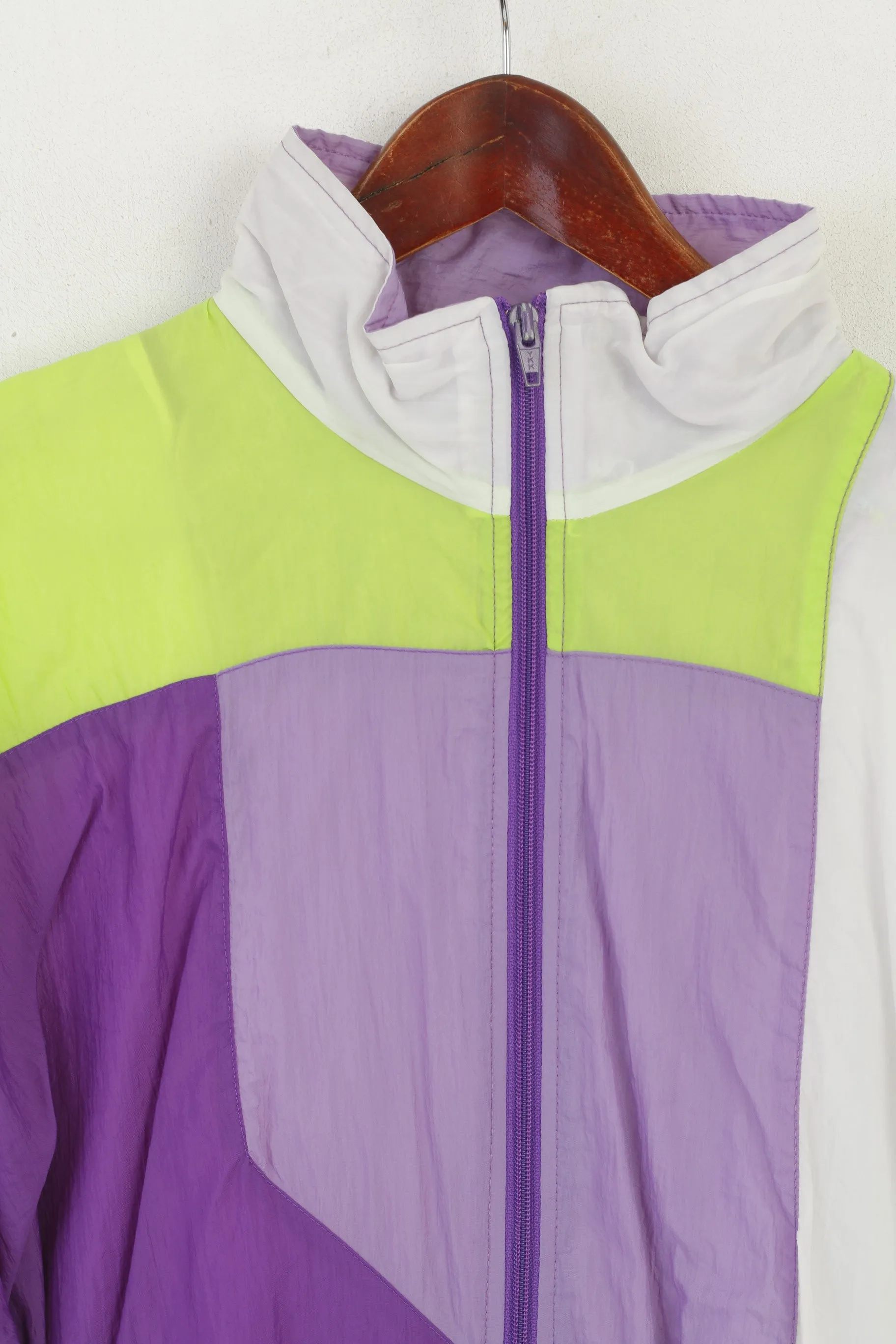 Active Swiss Design Men M Jacket Shiny Vintage Purple Nylon Bomber Full Zip Sport Top