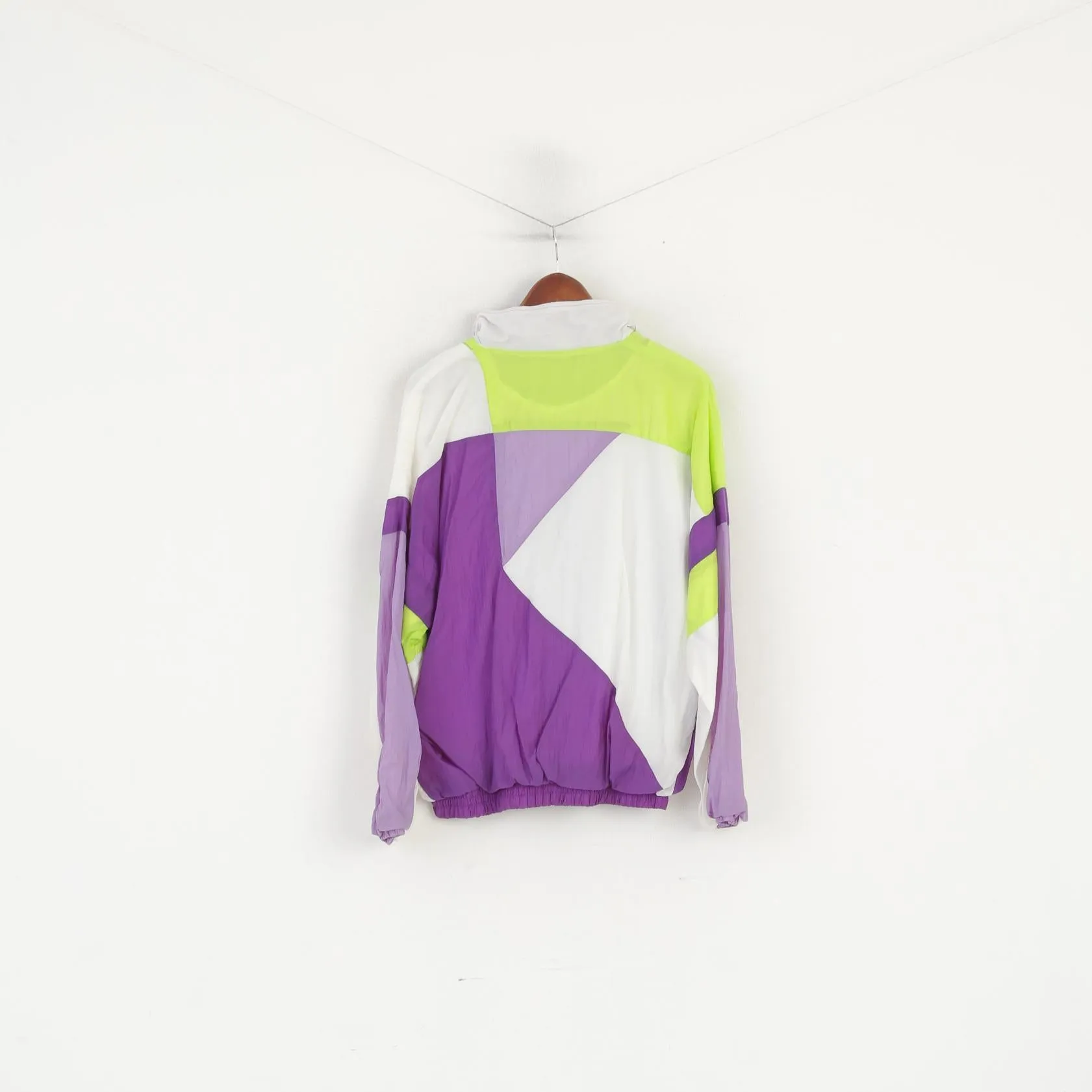 Active Swiss Design Men M Jacket Shiny Vintage Purple Nylon Bomber Full Zip Sport Top
