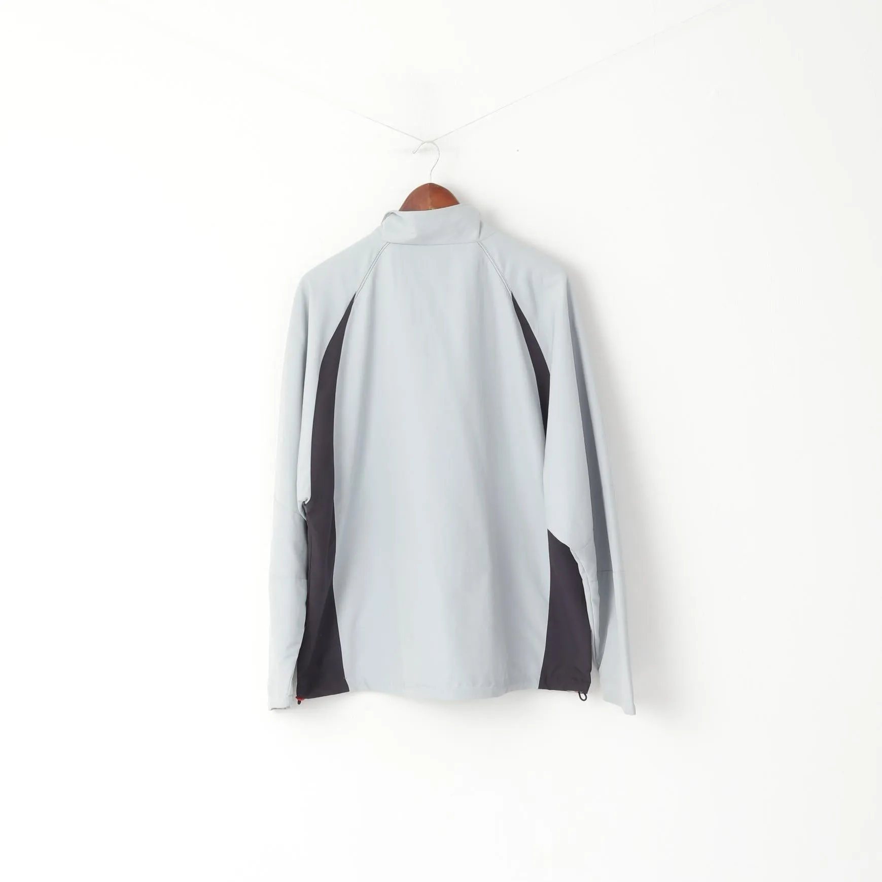 Adidas Men 42/44 L Jacket Grey Pullover Zip Neck Activewear Sport Top