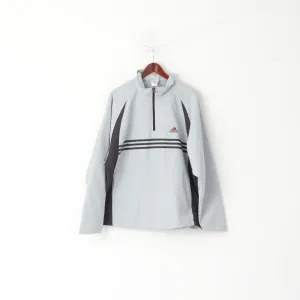 Adidas Men 42/44 L Jacket Grey Pullover Zip Neck Activewear Sport Top