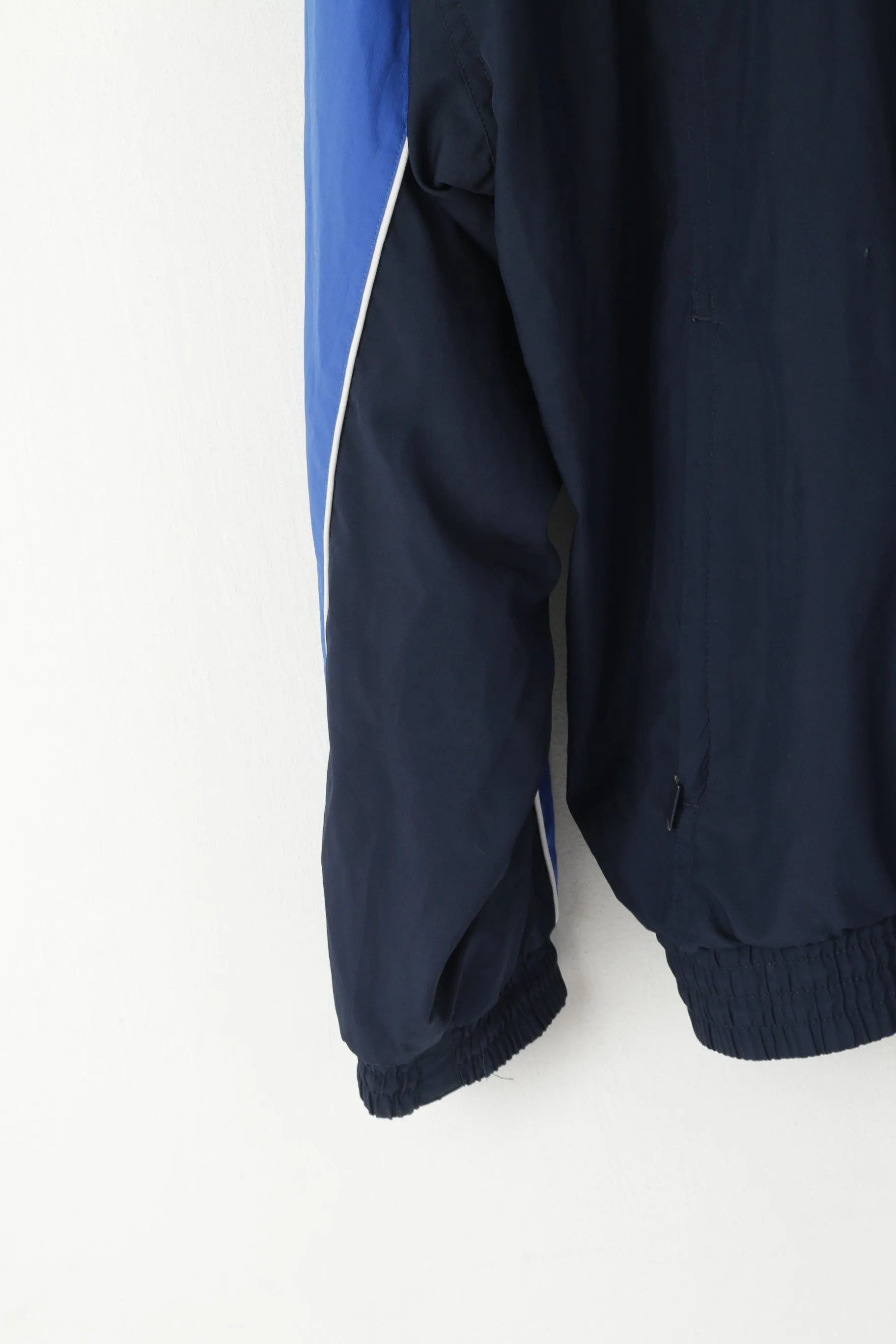 Adidas Men L 186 Jacket Navy Vintage Activewear Full Zip Bomber Sport Top