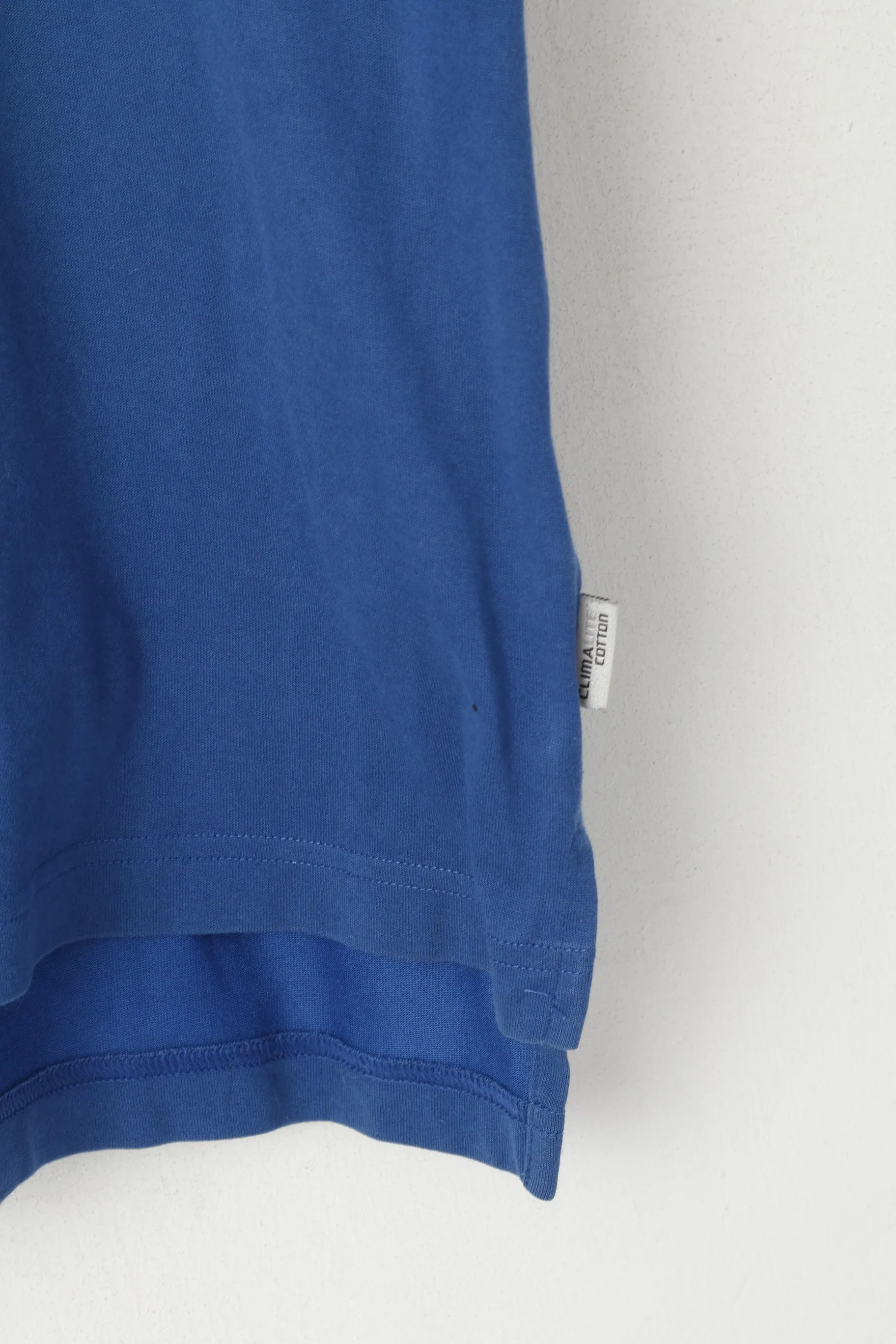 Adidas Men L Polo Shirt Blue Indygo Cotton Mercerized Plain Classic Clima Top