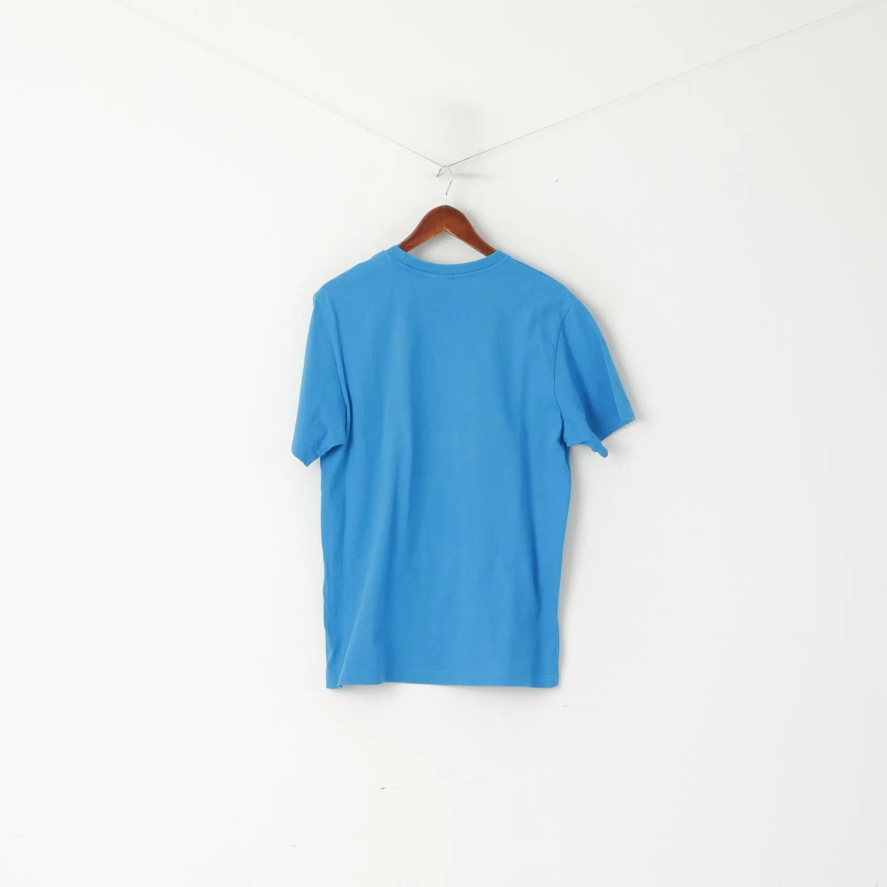 Adidas Men L T- Shirt Blue Cotton Graphic Headphones Crew Neck Sport Top