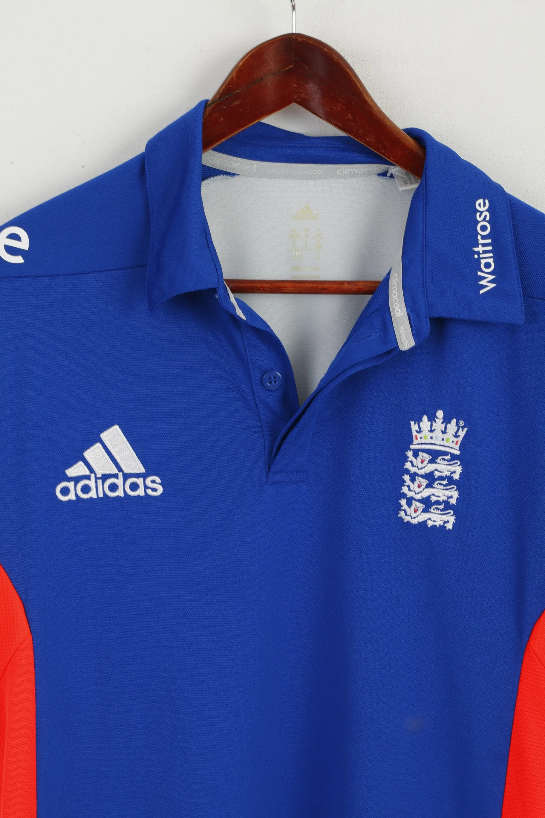 Adidas Men M Polo Shirt Blue National England team Climacool Active Top