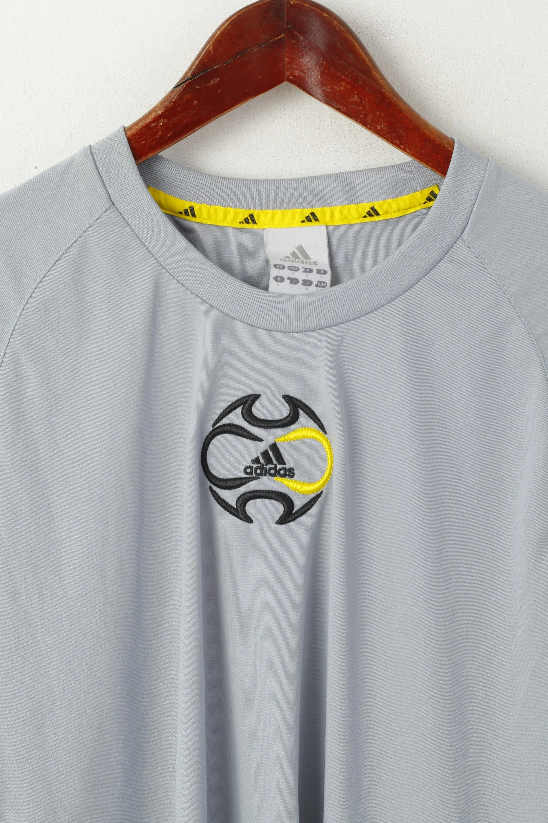 Adidas Men S Shirt Grey Sport Vintage Training Football Climalite Activewear Jersey Top
