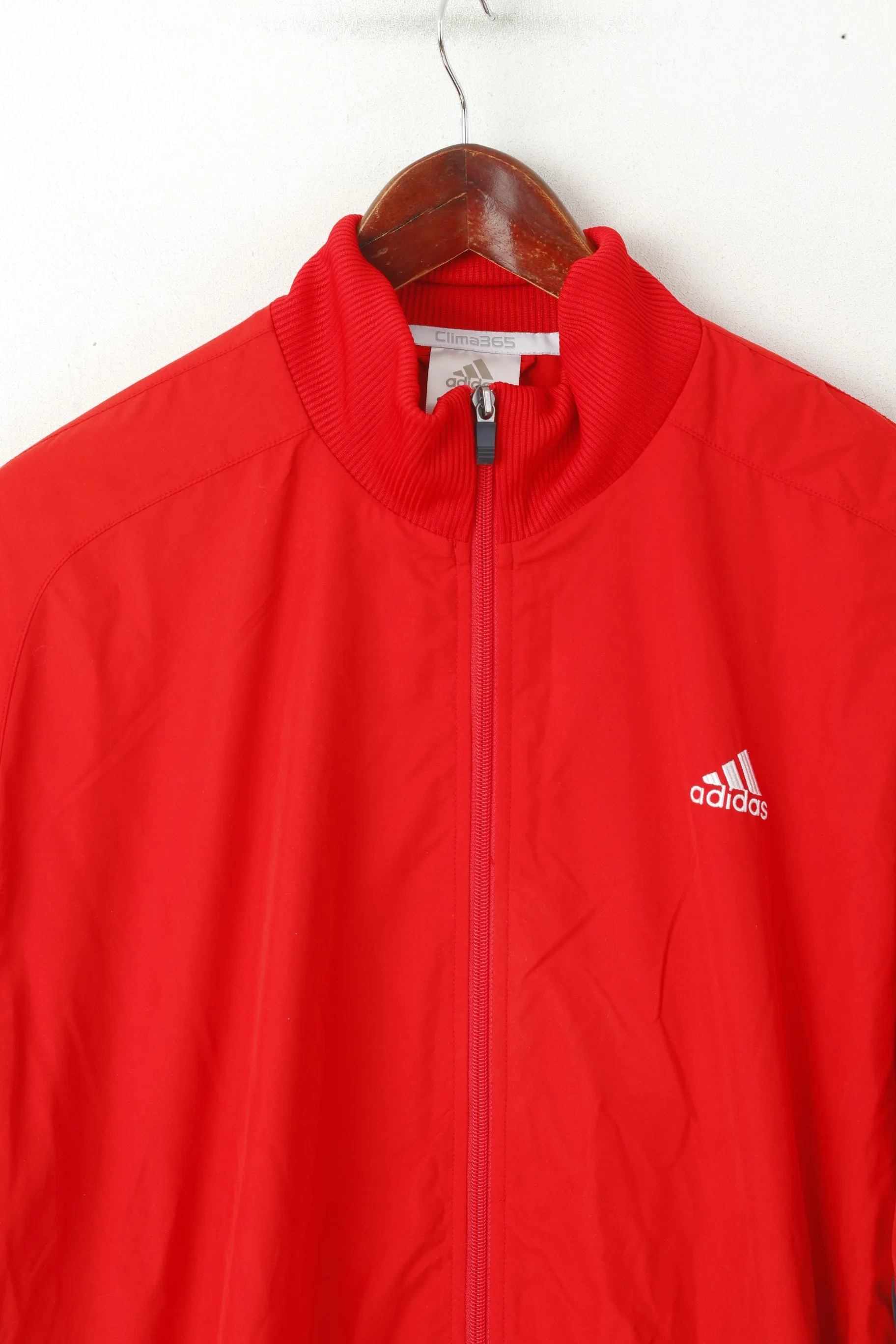 Adidas Men XL Jacket Red Clima 365 Bomber Sportwear Full Zipper Sport Top