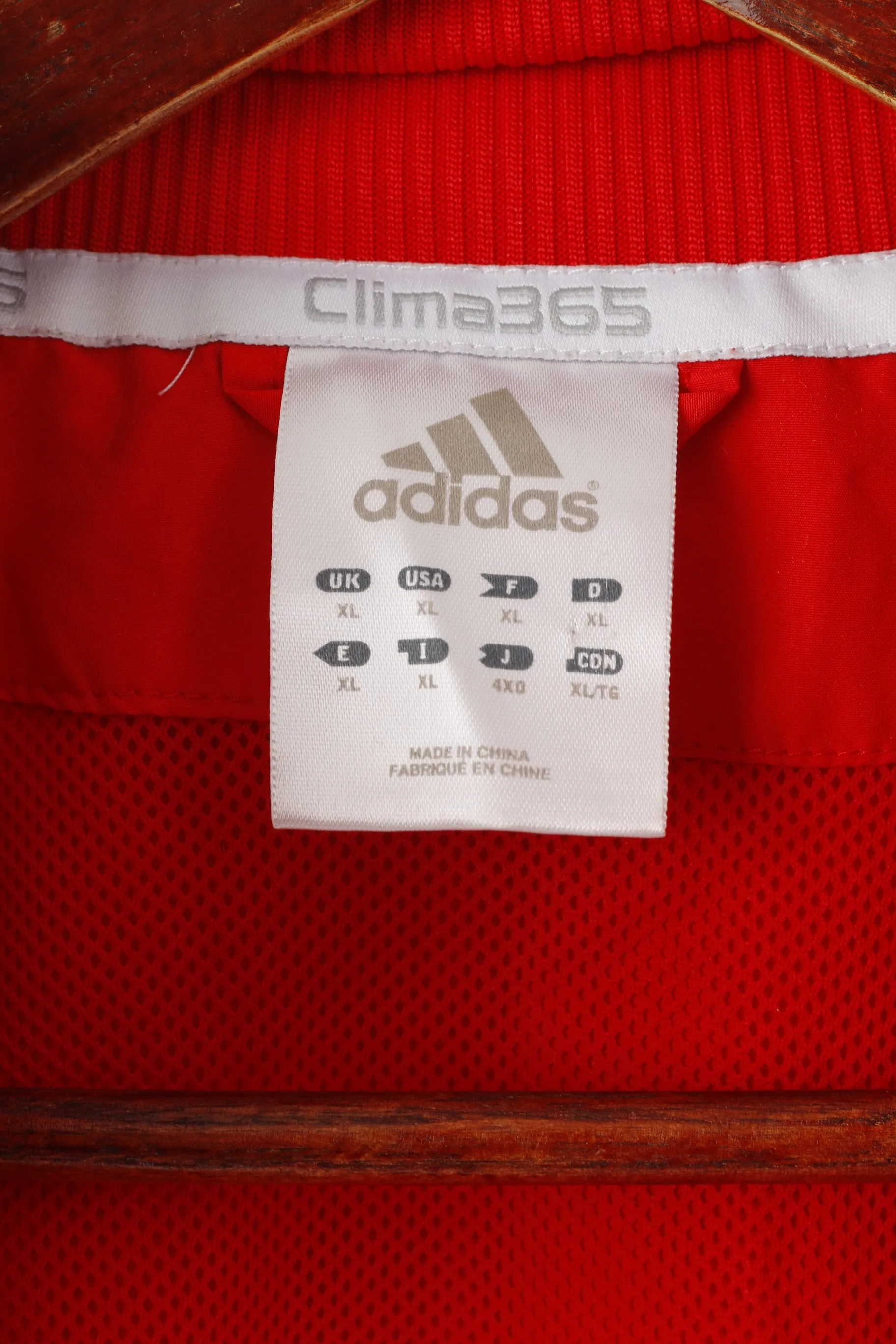 Adidas Men XL Jacket Red Clima 365 Bomber Sportwear Full Zipper Sport Top