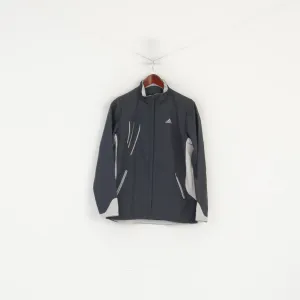 Adidas Women 12 38 M Jacket Dark Gray Sportswear Fit Full Zip Vintage Windbreaker