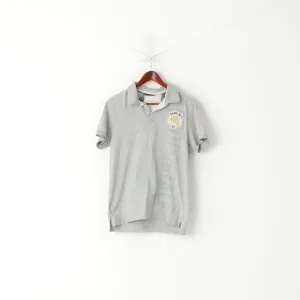 Aeropostale Men M Polo Shirt Grey Cotton 87 Division Vintage Detailed Buttons Top