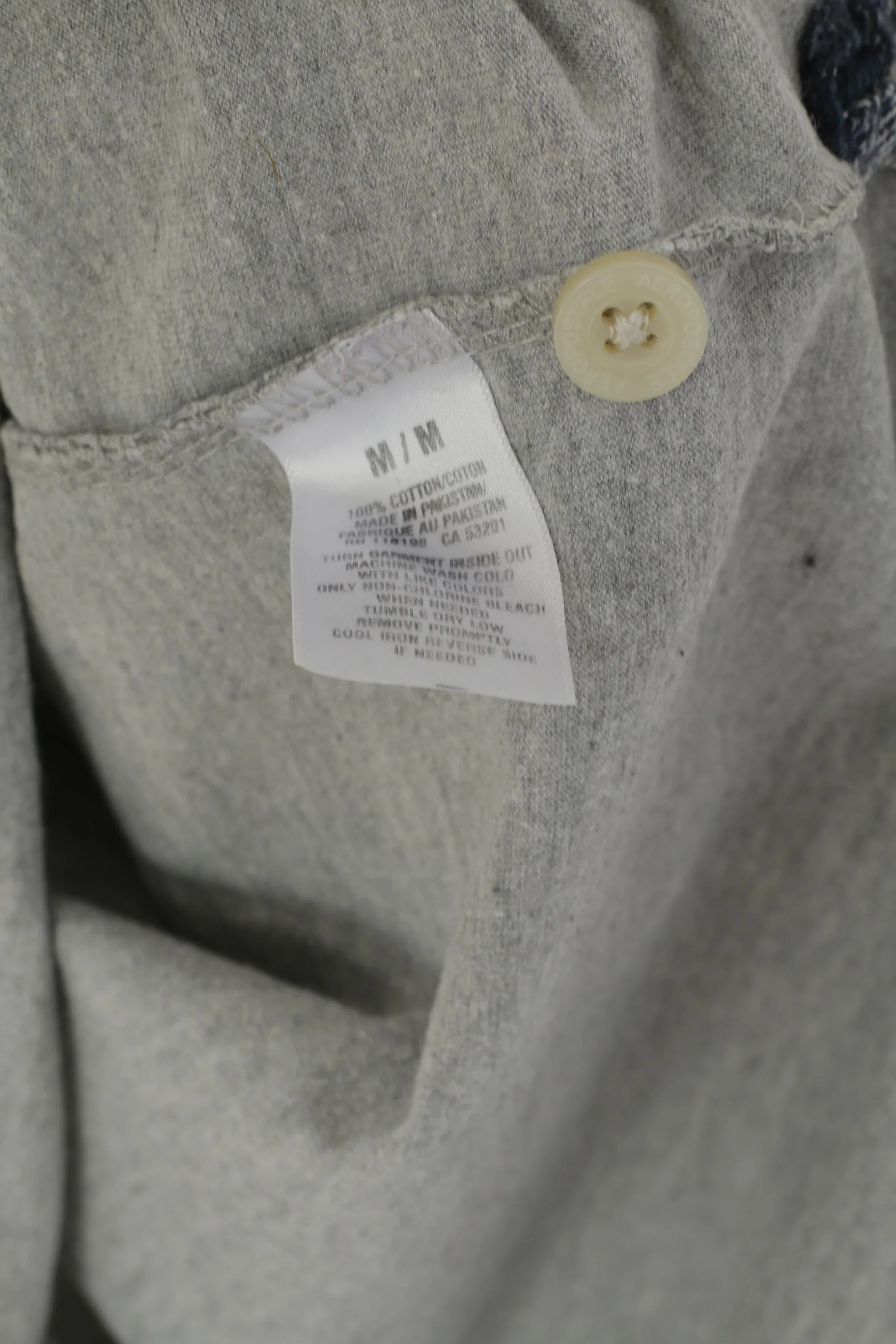 Aeropostale Men M Polo Shirt Grey Cotton 87 Division Vintage Detailed Buttons Top