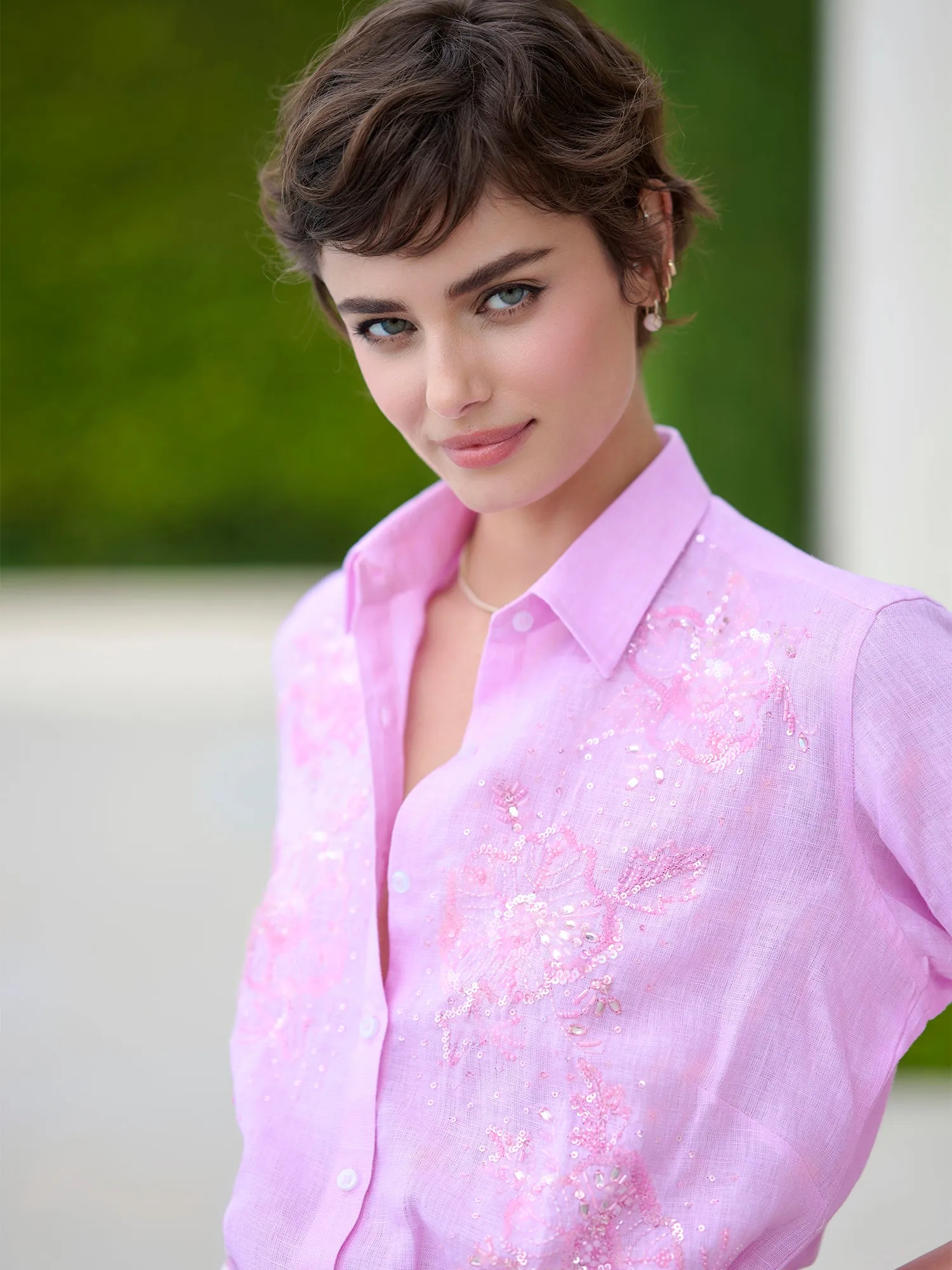 Agatha Beaded Linen Shirt
