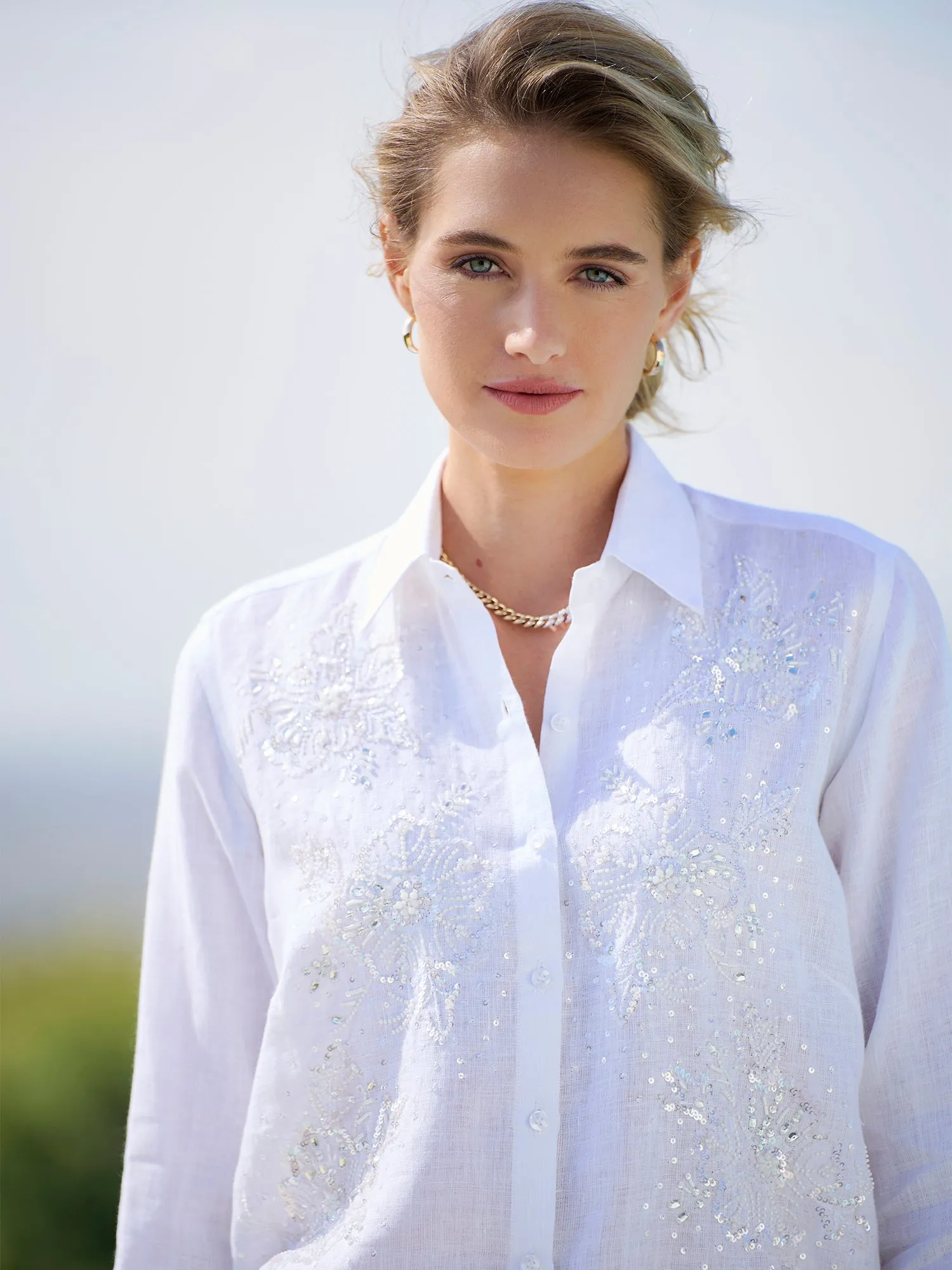 Agatha Beaded Linen Shirt