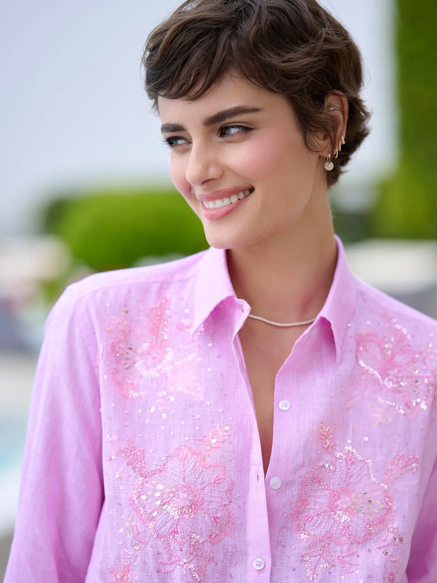 Agatha Beaded Linen Shirt