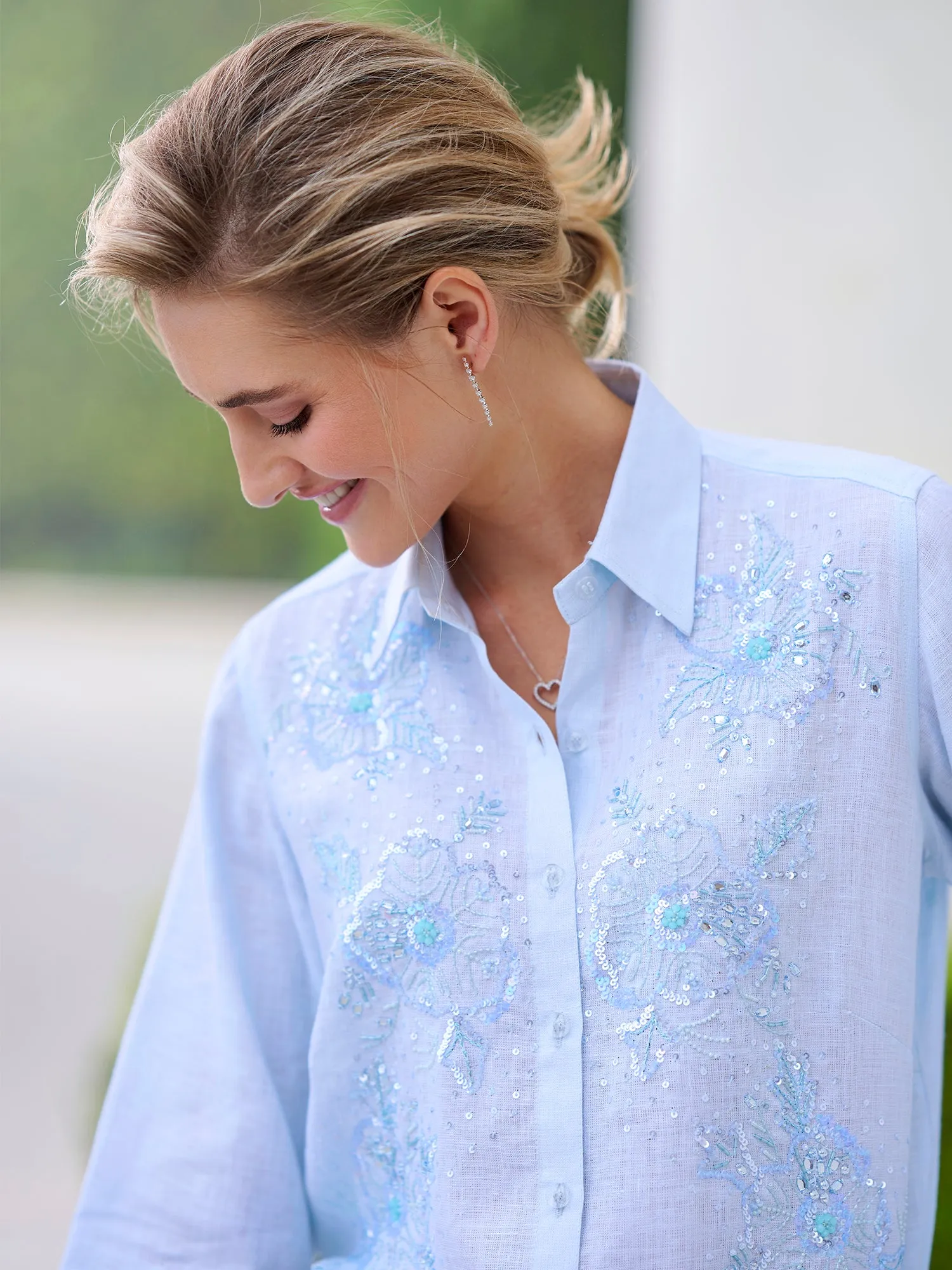 Agatha Beaded Linen Shirt