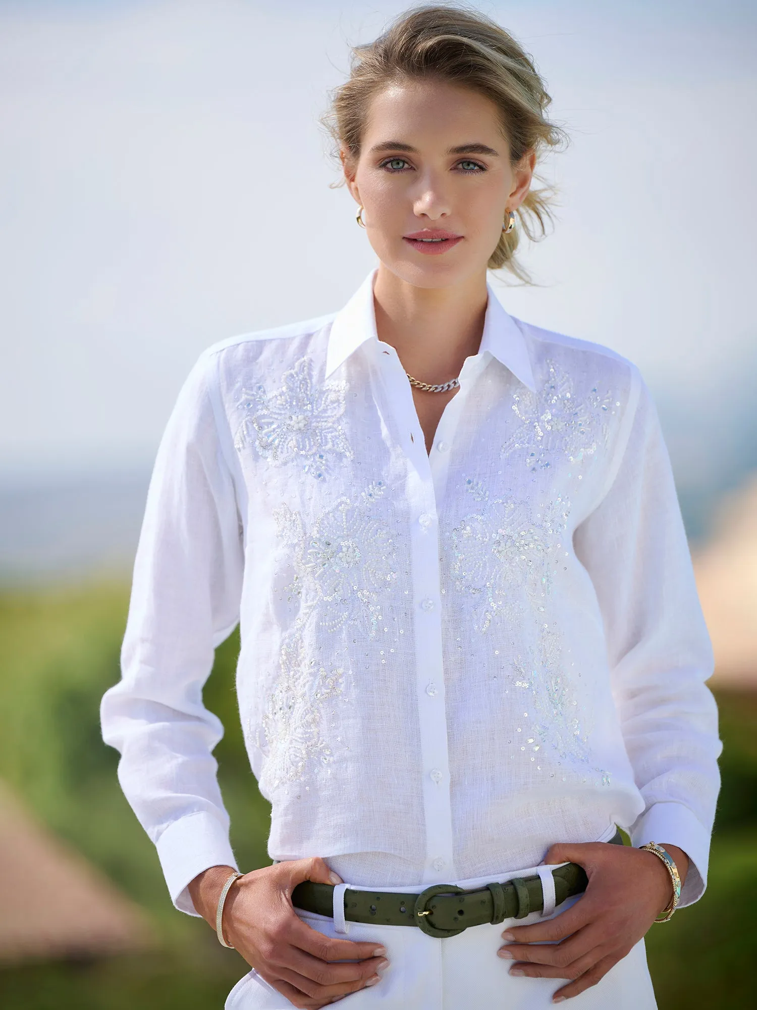 Agatha Beaded Linen Shirt