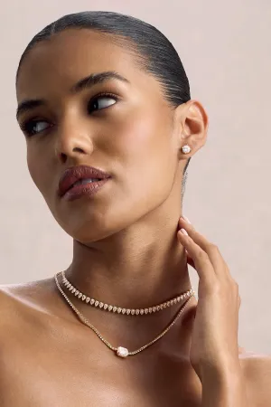 Agitia | Gold Diamante Layered Necklace Club L London