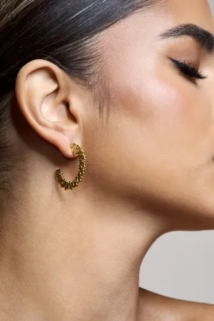 Aileen | Gold Textured Hoop Earrings Club L London