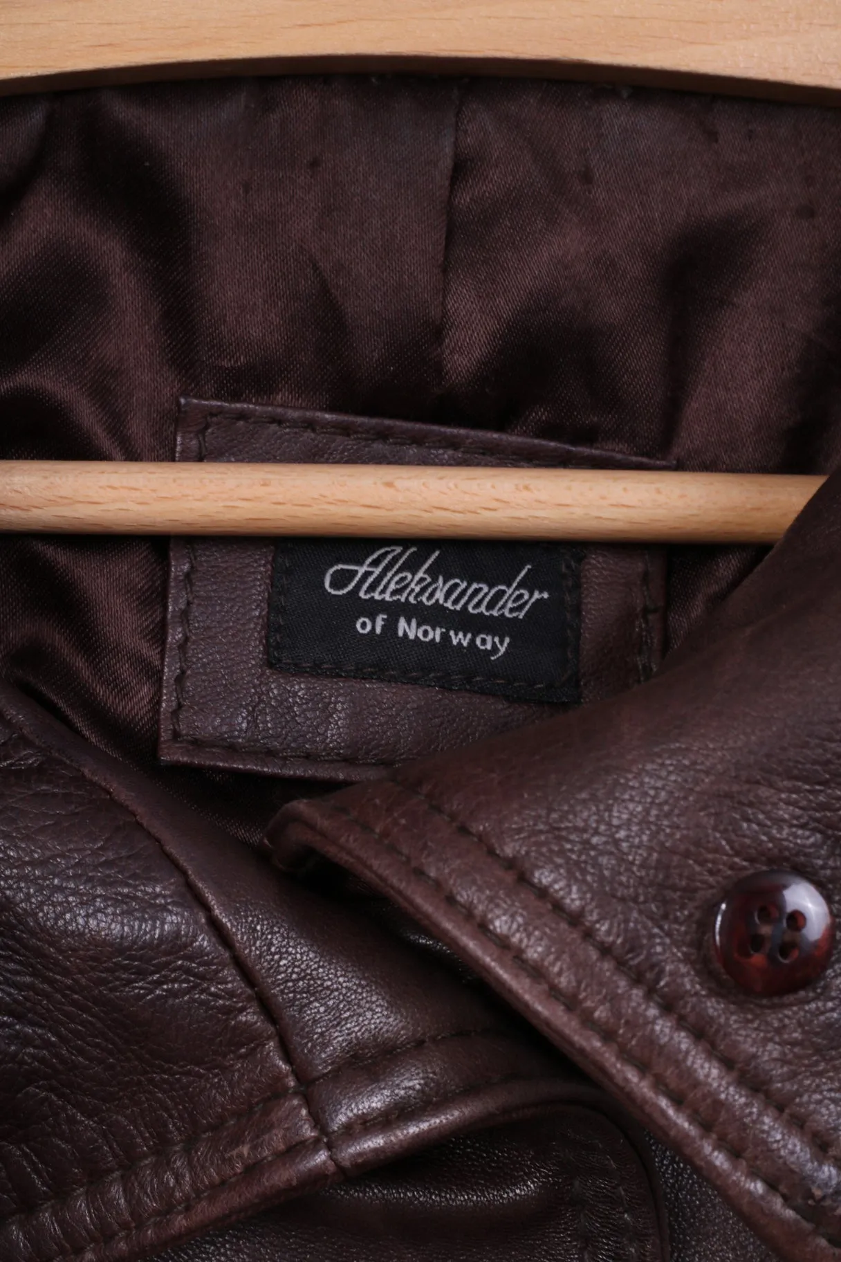 Aleksander Of Norway Women 40 M Coat Jacket Dark Brown Leather Single Breasted Top