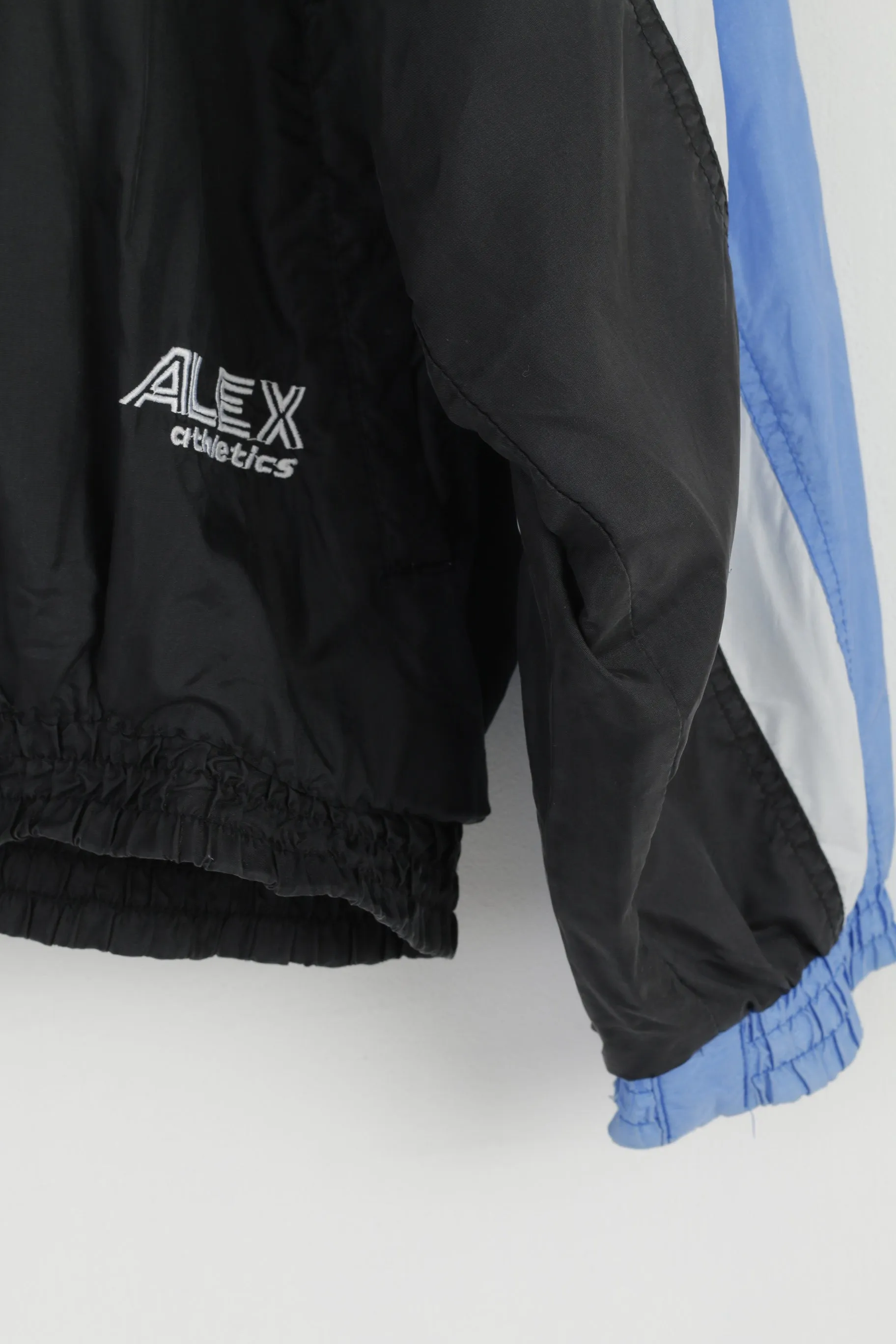 Alex Athletics Men 007 M Jacket Blue Shiny Nylon Full Zipper Activewear Bomber Top