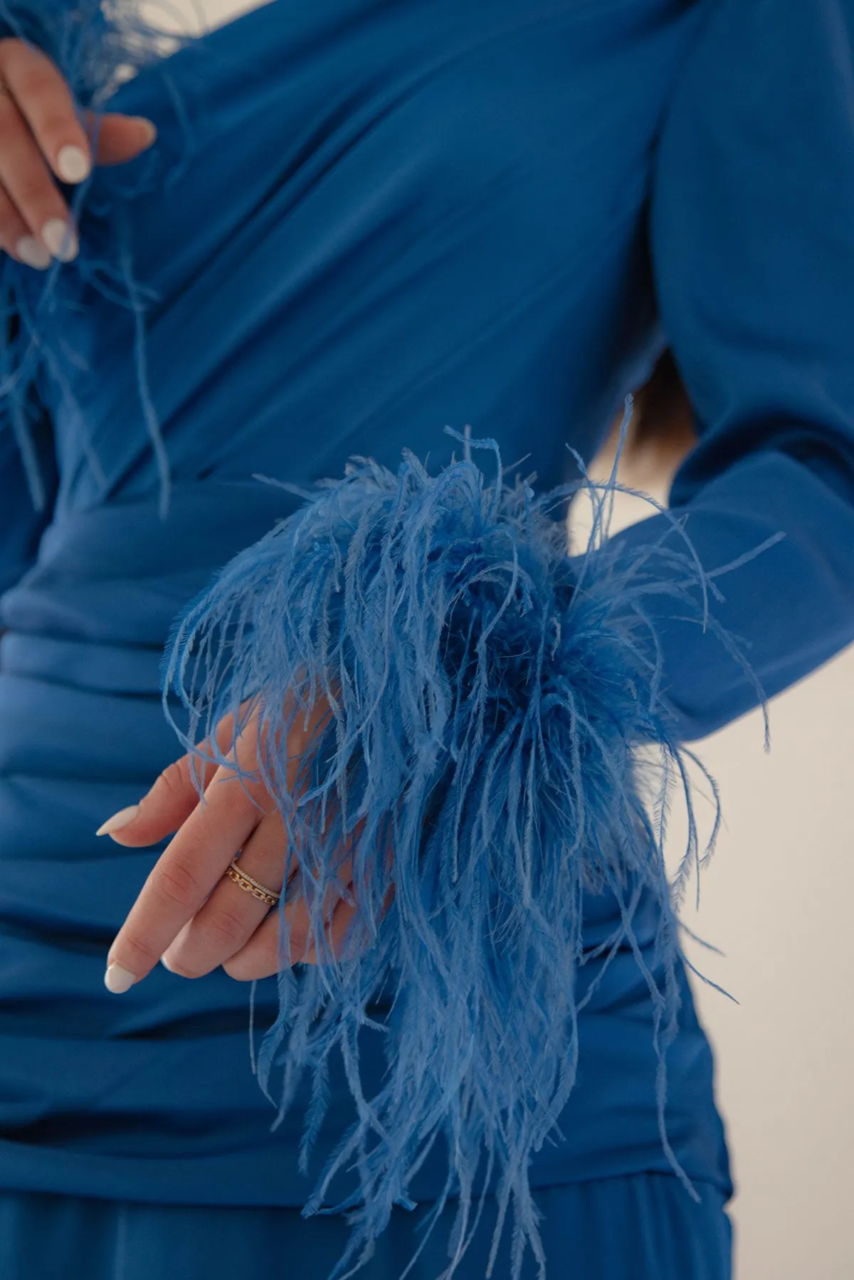 Alyssa Feather Gown Electric Blue by HSH