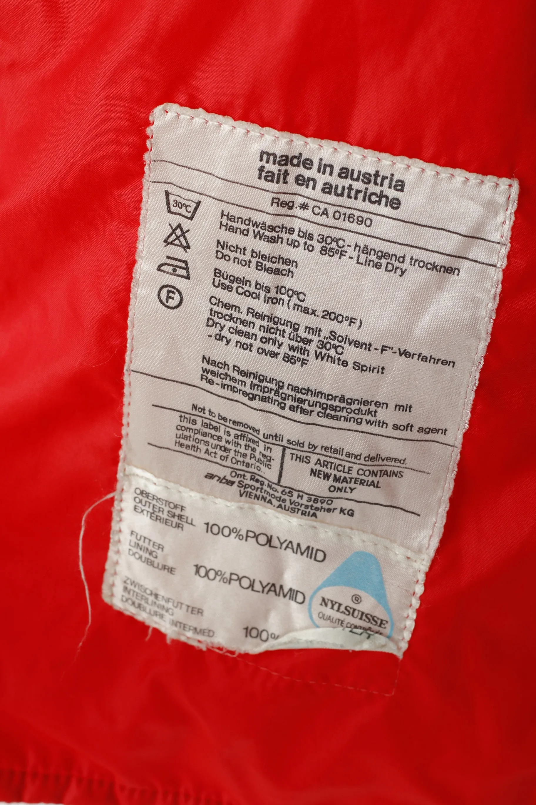 Anba Of Austria Women S Jacket Red Nylon Vintage Nylsuisse 70s Full Zipper Top