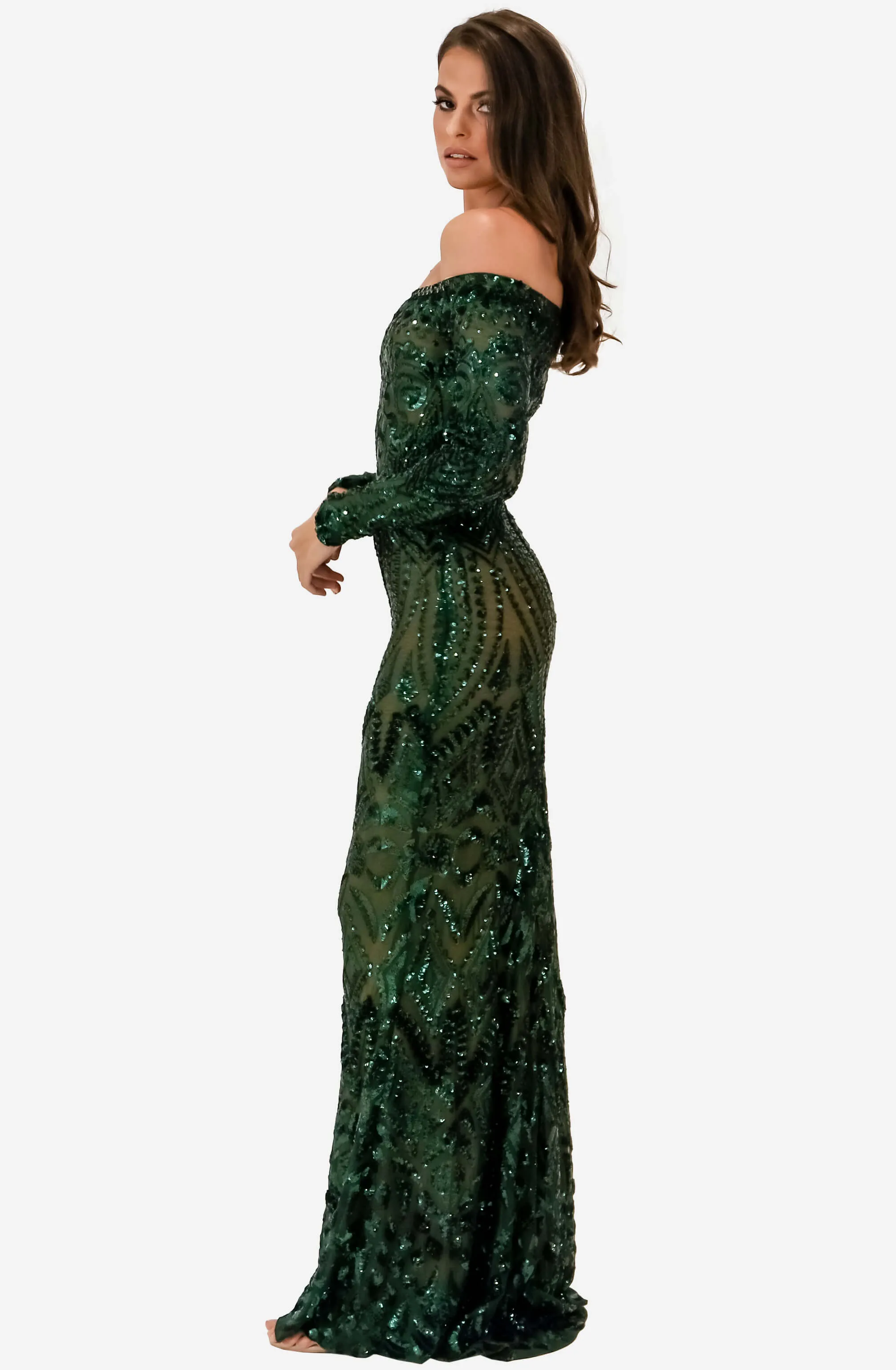 Arabella Emerald Green Dress by Nadine Merabi