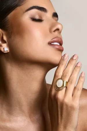 Arista | Gold Adjustable Pearl Pendant Ring Club L London