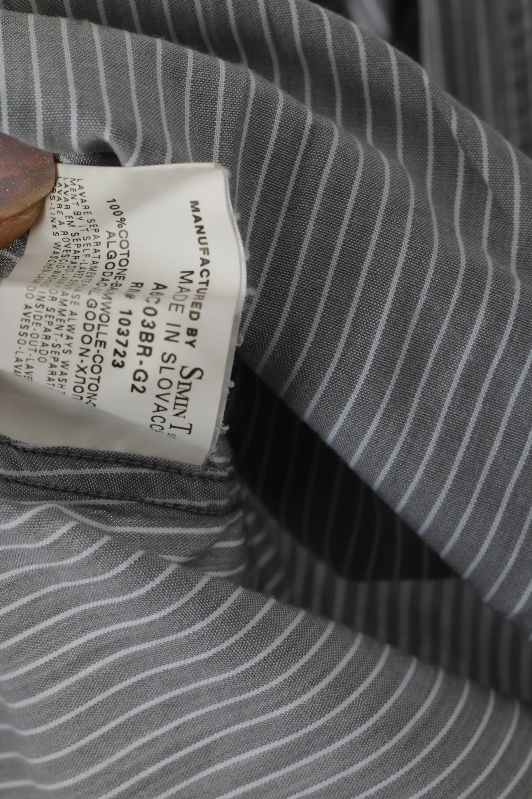 Armani Jeans Men M (S) Casual Shirt Grey Striped Cotton Long Sleeve Logo Top