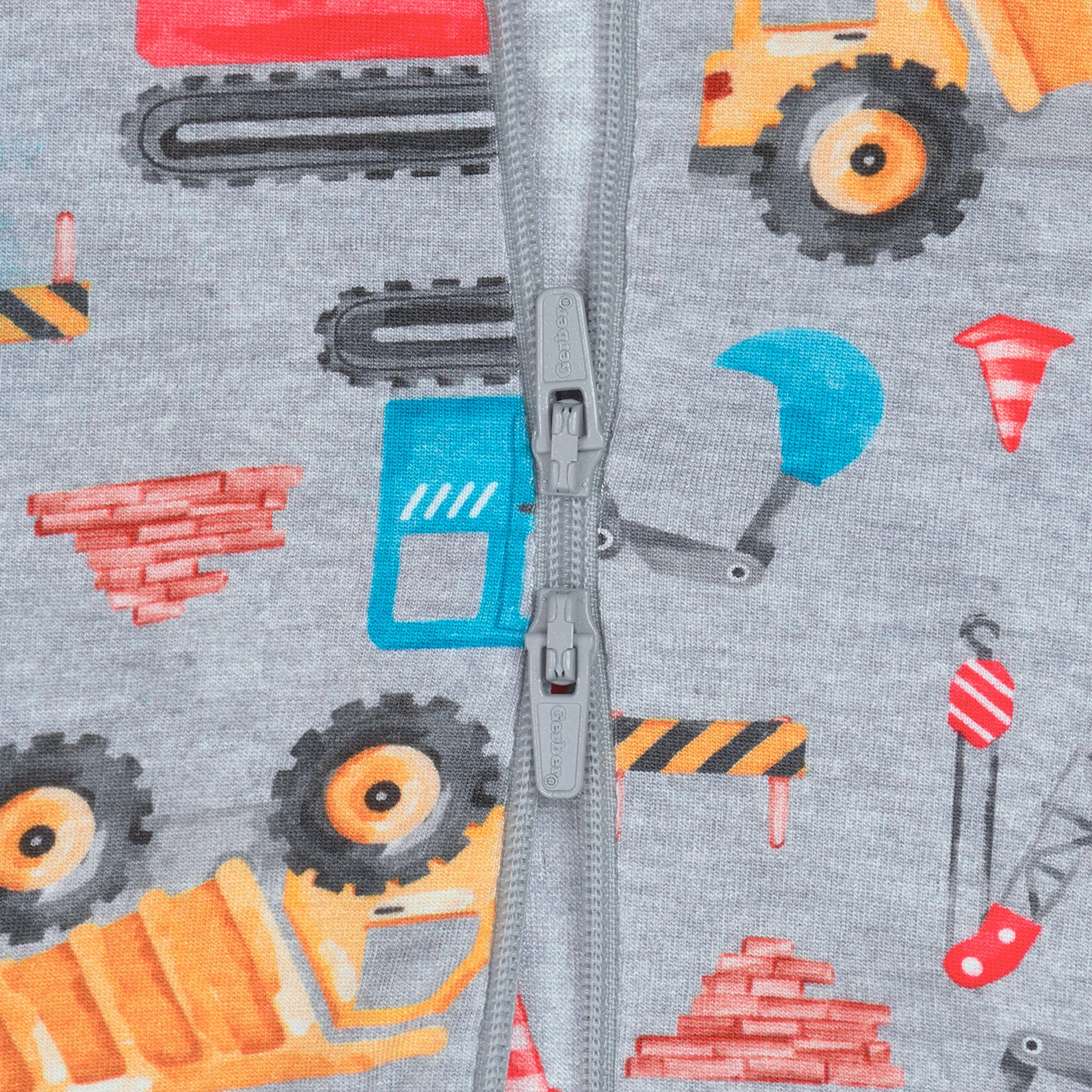 Baby & Toddler Boys Construction Trucks Buttery Soft Viscose Made from Eucalyptus Snug Fit Footed Pajamas Gerber Childrenswea