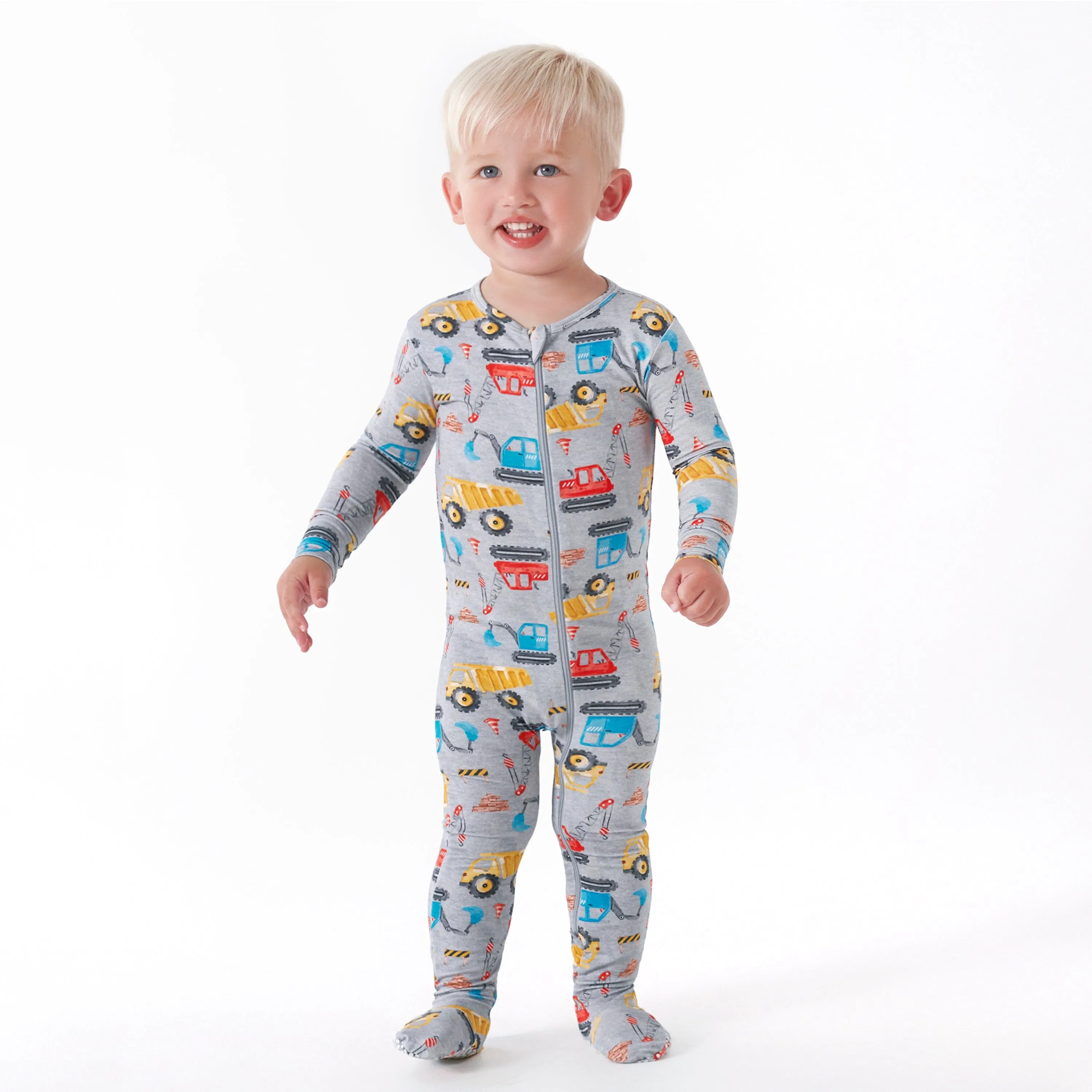 Baby & Toddler Boys Construction Trucks Buttery Soft Viscose Made from Eucalyptus Snug Fit Footed Pajamas Gerber Childrenswea