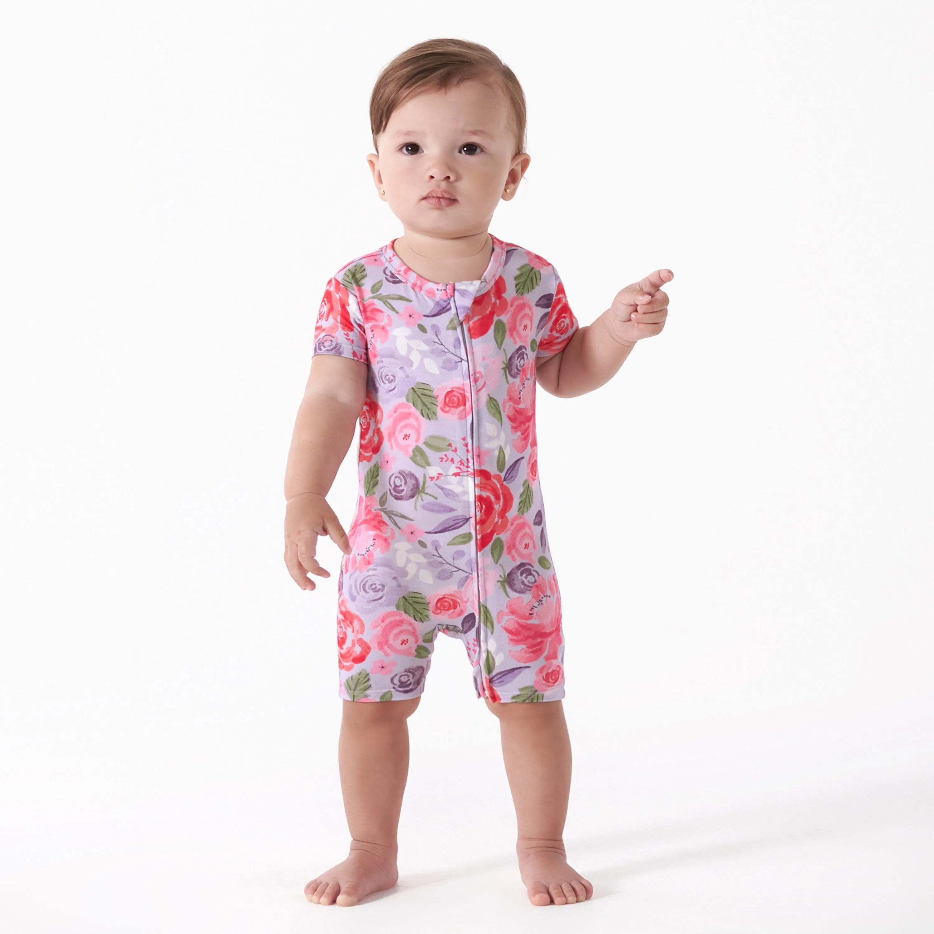 Baby Girls Lilac Garden Buttery Soft Viscose Made from Eucalyptus Snug Fit Romper Gerber Childrenswea