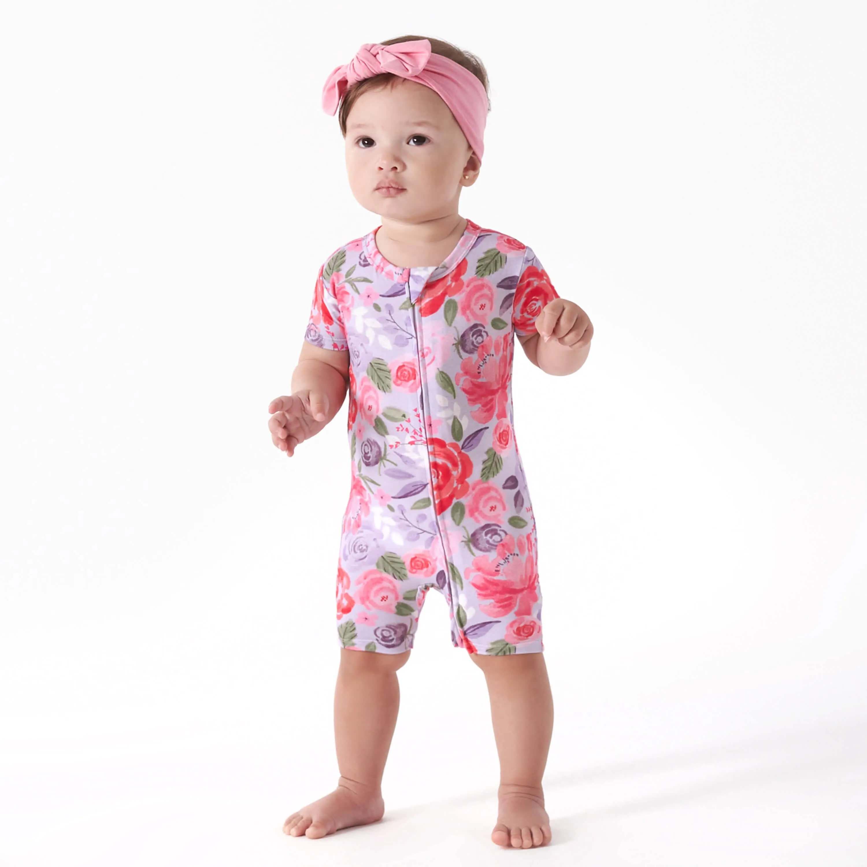 Baby Girls Lilac Garden Buttery Soft Viscose Made from Eucalyptus Snug Fit Romper Gerber Childrenswea