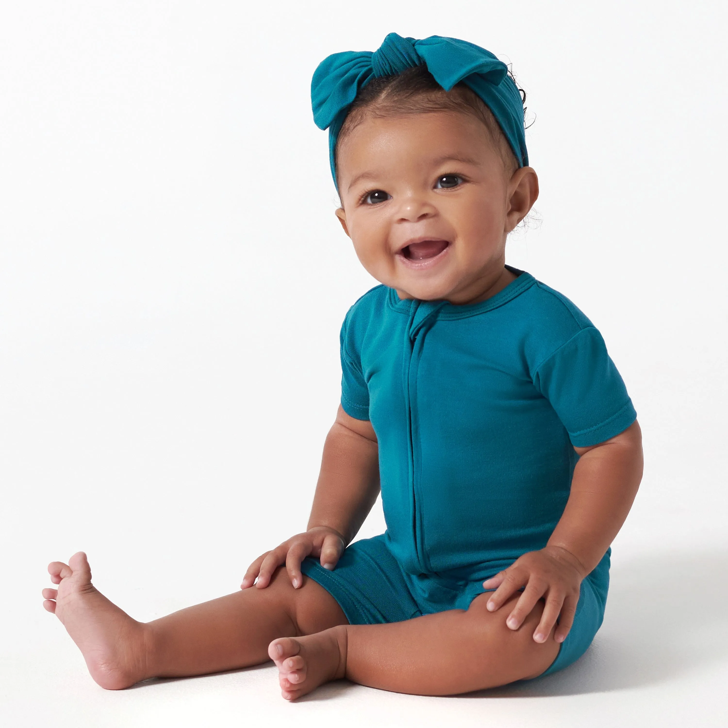 Baby Ocean Teal Buttery Soft Viscose Made from Eucalyptus Snug Fit Romper Gerber Childrenswea