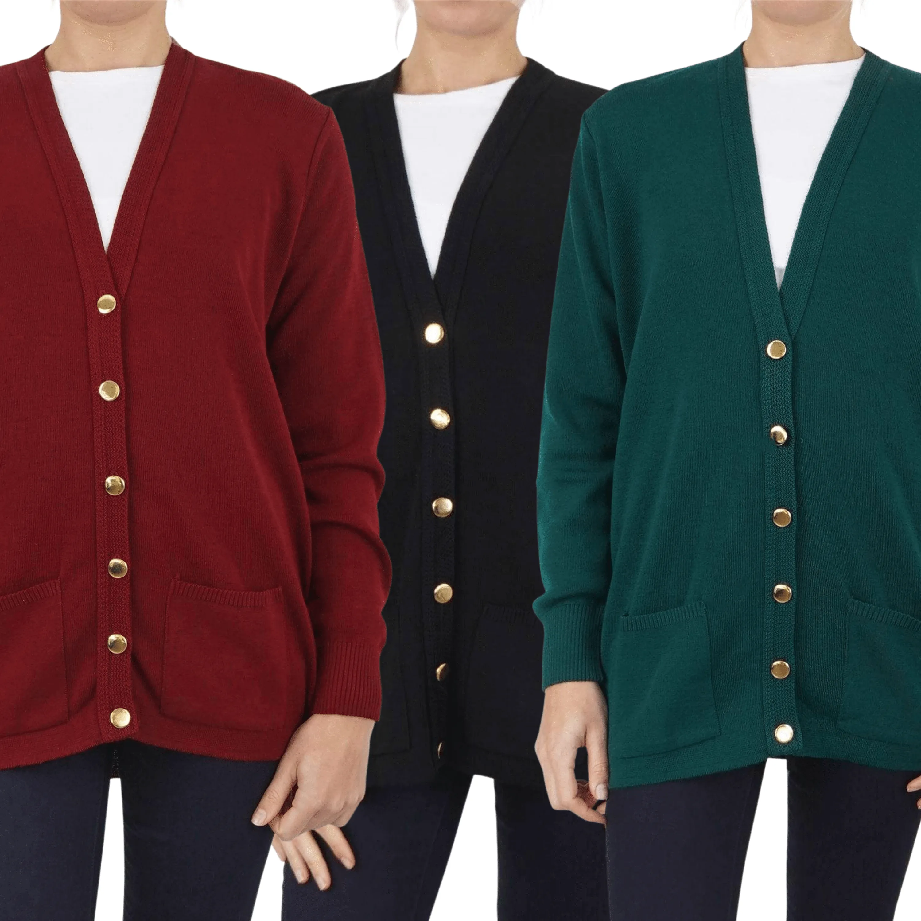Balmoral Women Gold Button Wool Mix Longline Cardigan with Pockets