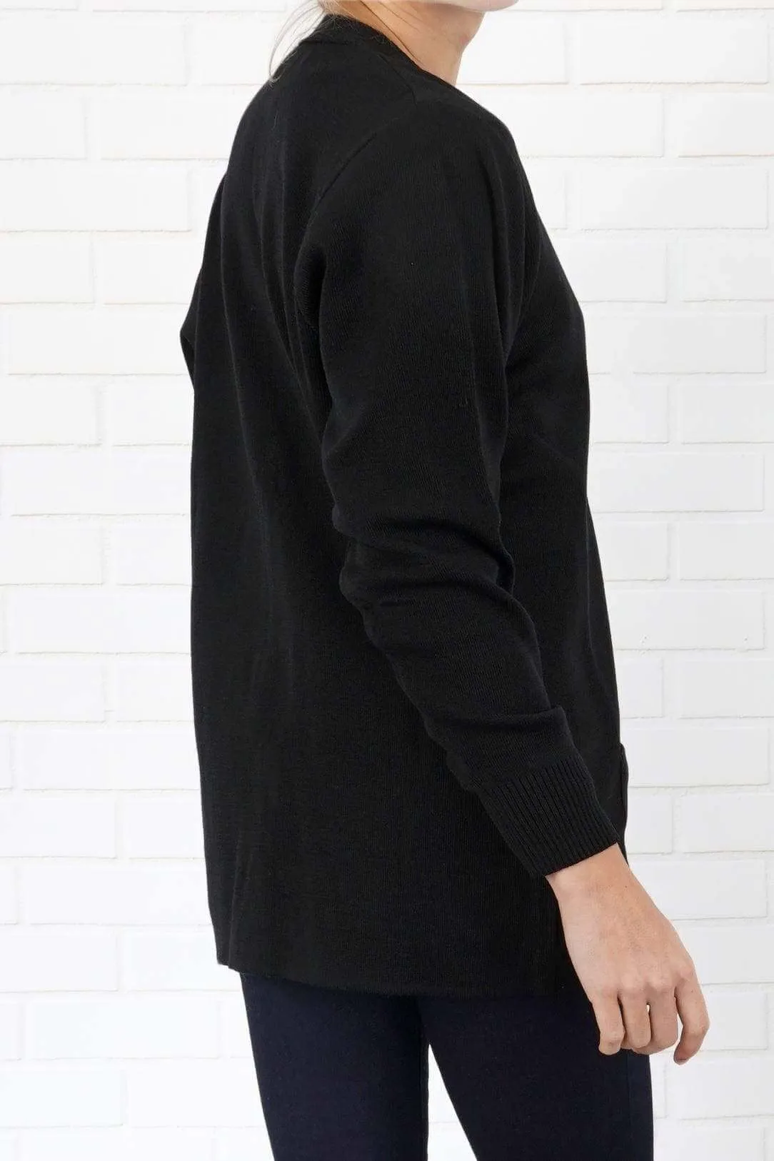 Balmoral Women Gold Button Wool Mix Longline Cardigan with Pockets