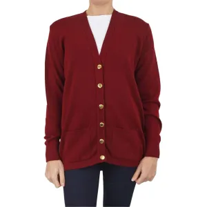 Balmoral Women Gold Button Wool Mix Longline Cardigan with Pockets