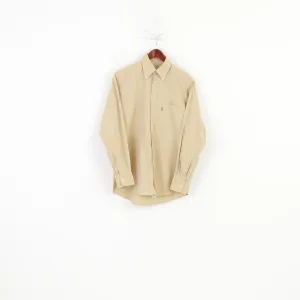 Barbour Men M Casual Shirt Long Sleeve Beige Cotton Buttons Down Collar Vintage Classic Top