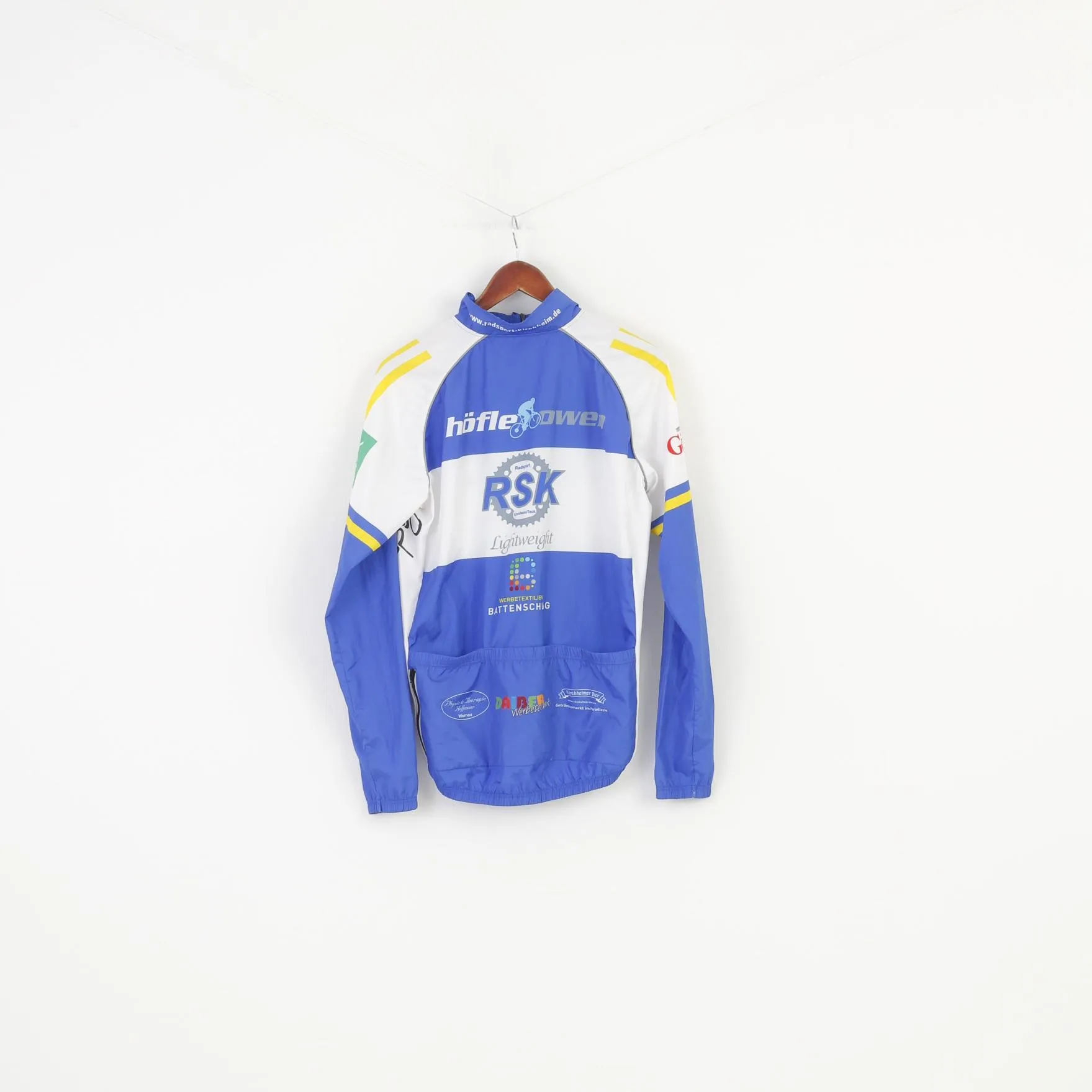 Battenschlag Men M Jacket Blue Vintage Cycling Activewear Full Zipper Back Pockets Sport Top