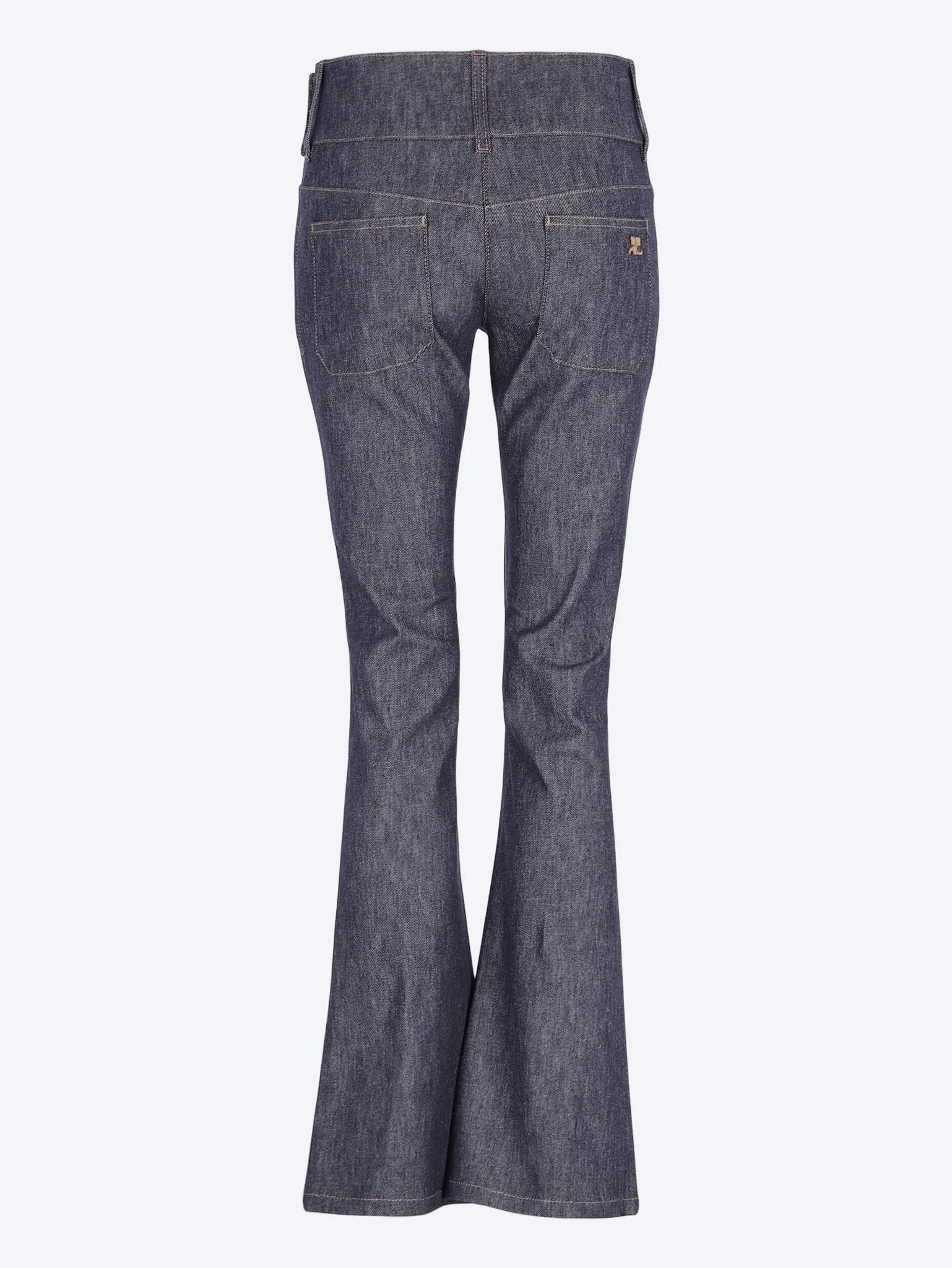 Belted denim bootcut pants