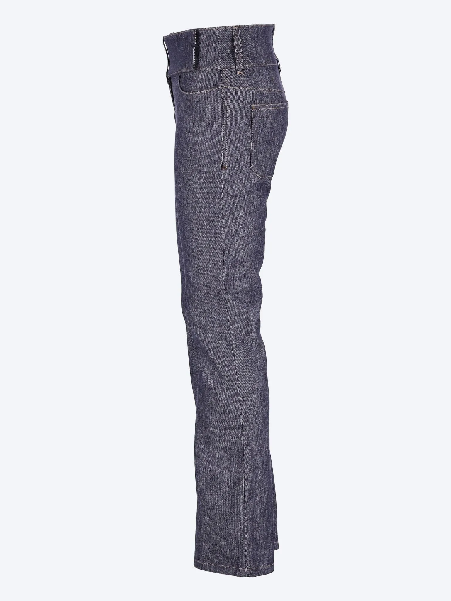 Belted denim bootcut pants