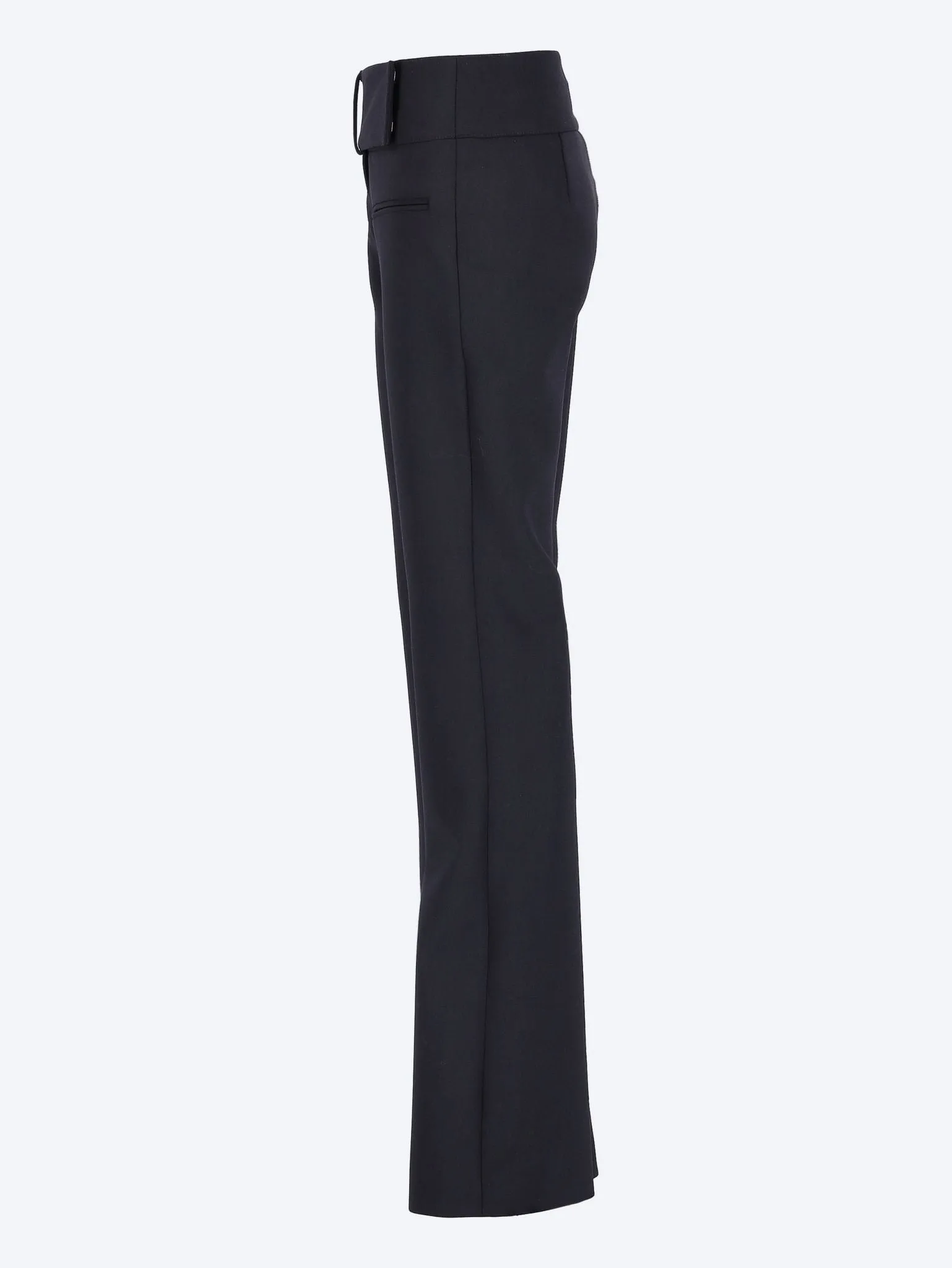 Belted polywool bootcut pants