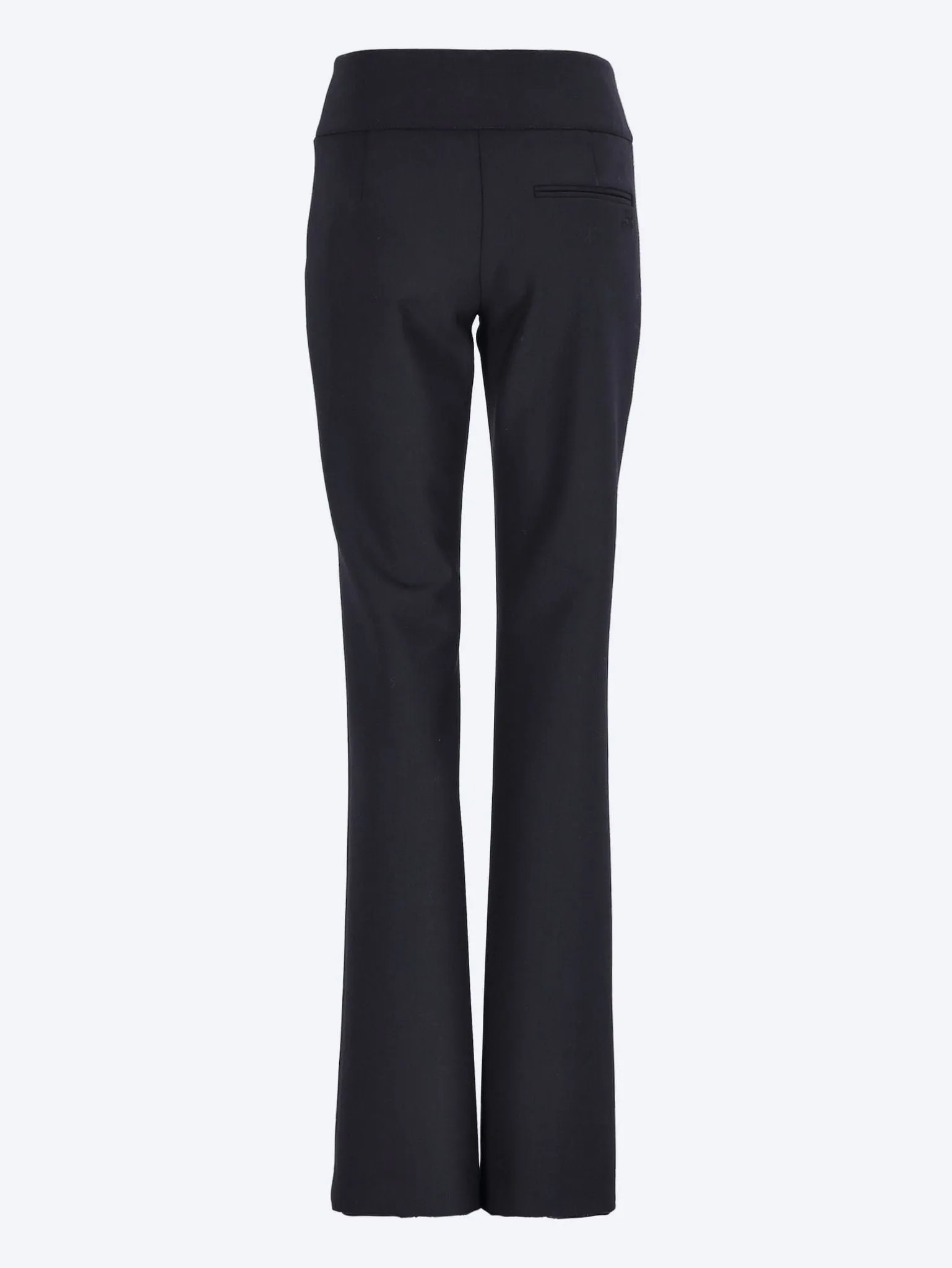 Belted polywool bootcut pants