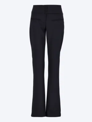 Belted polywool bootcut pants