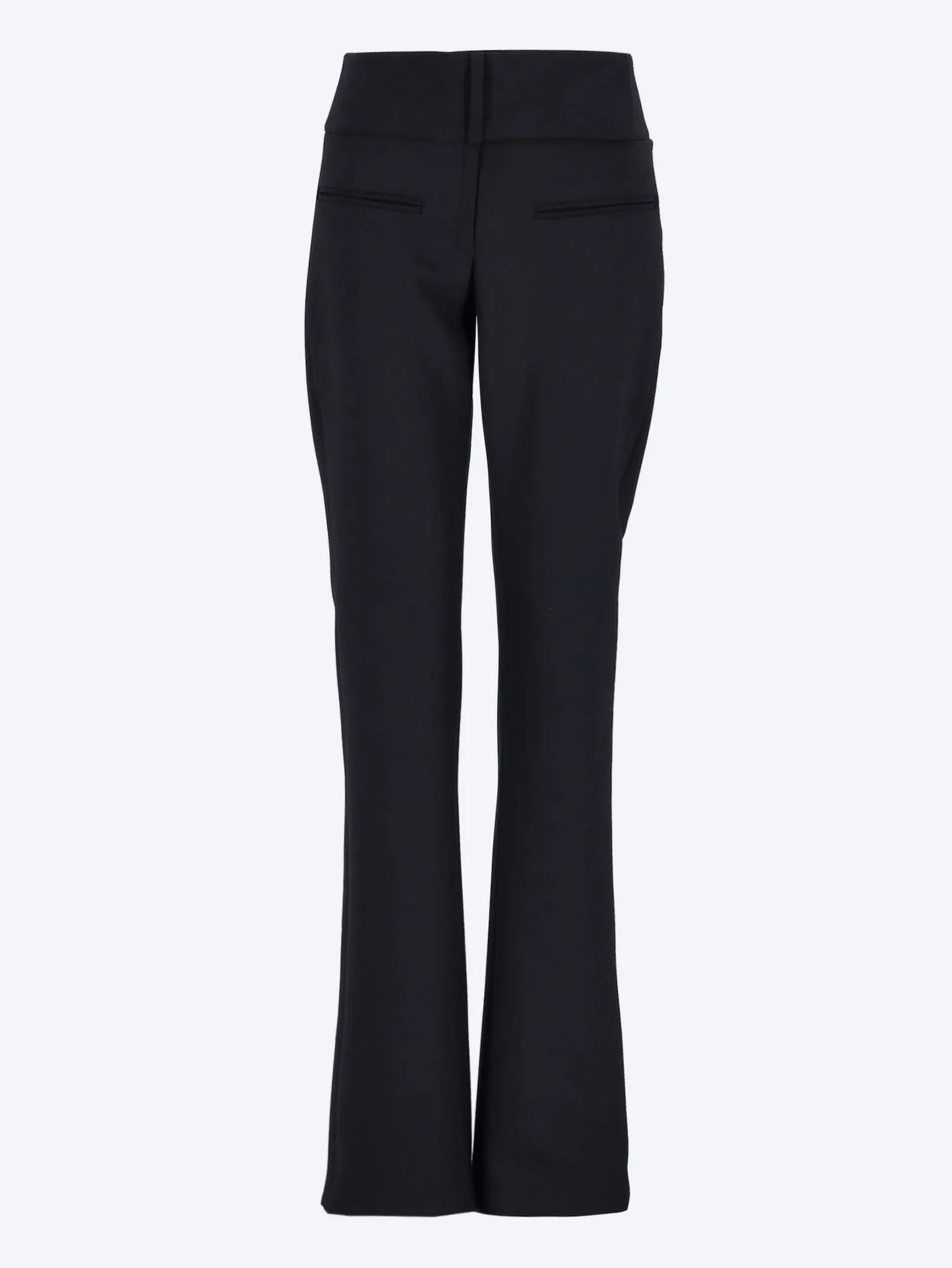 Belted polywool bootcut pants