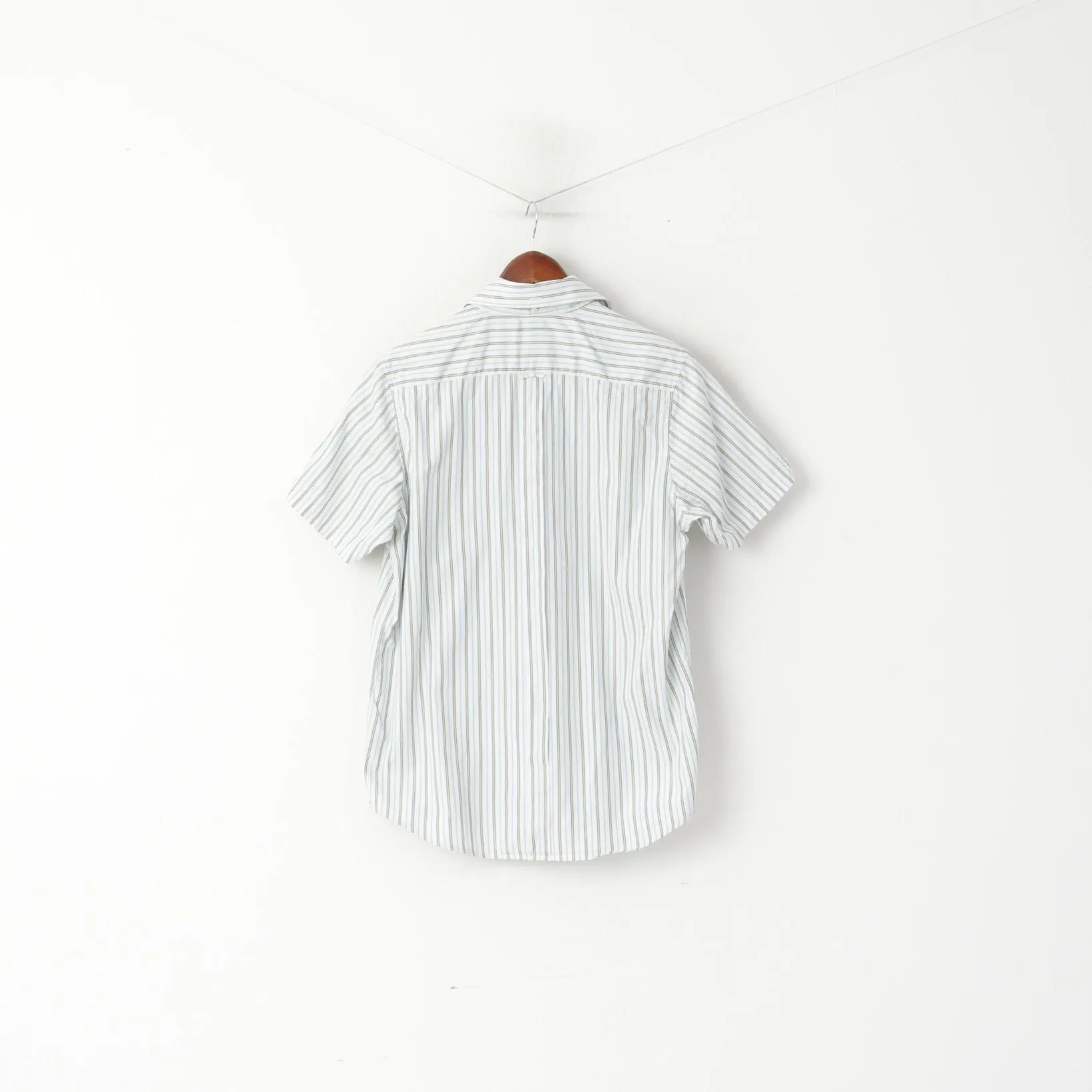 Ben Sherman Men M Casual Shirt White Striped Cotton Detailed Buttons Top