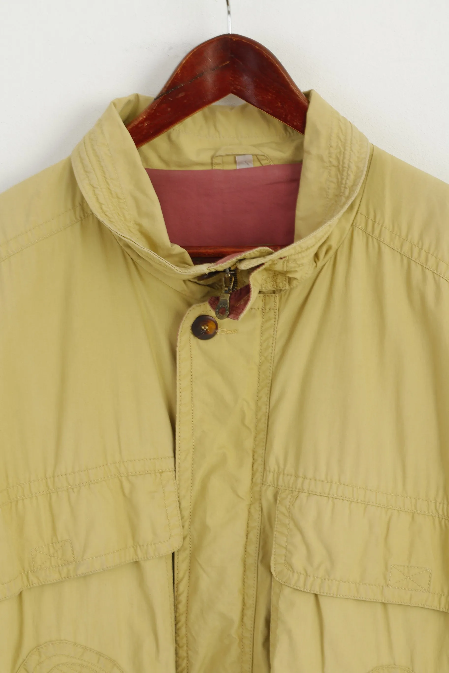 Bicyle Liberty Travel Way Men M Jacket Mustard Bomber Full Zipper Removable Sleeve Cotton Pocket Vintage