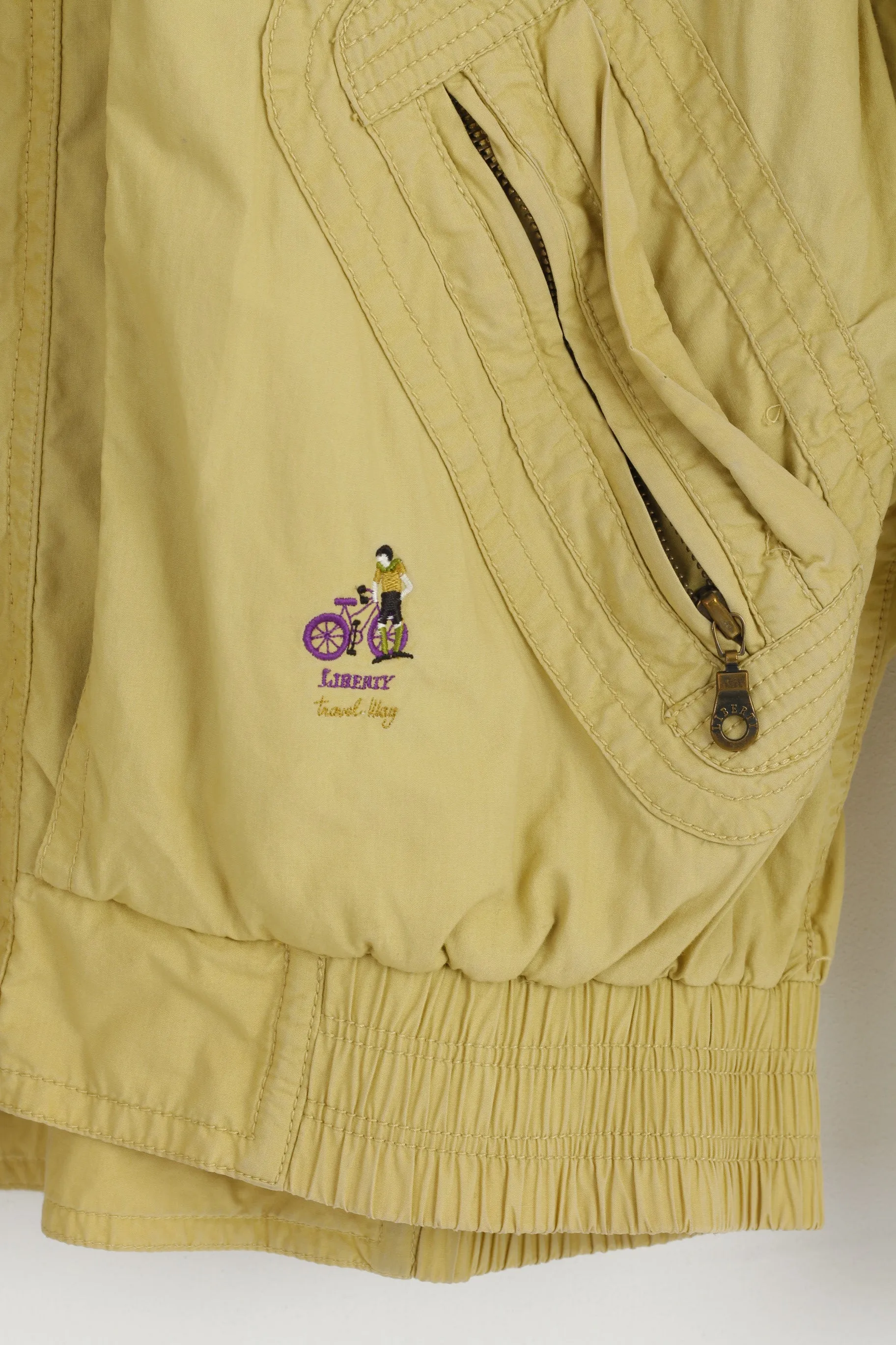 Bicyle Liberty Travel Way Men M Jacket Mustard Bomber Full Zipper Removable Sleeve Cotton Pocket Vintage
