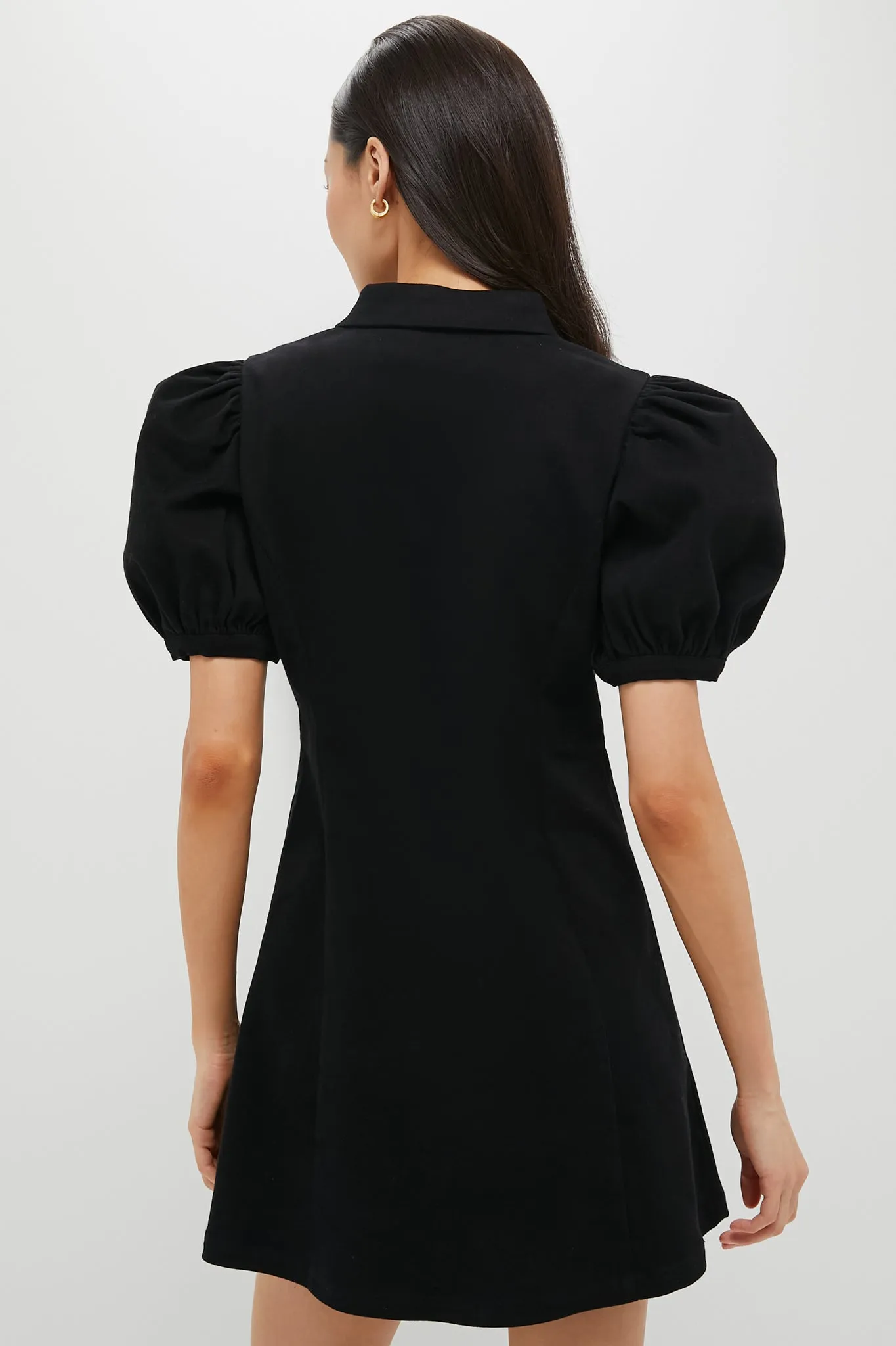 Black Front Zip Denim Mini Dress